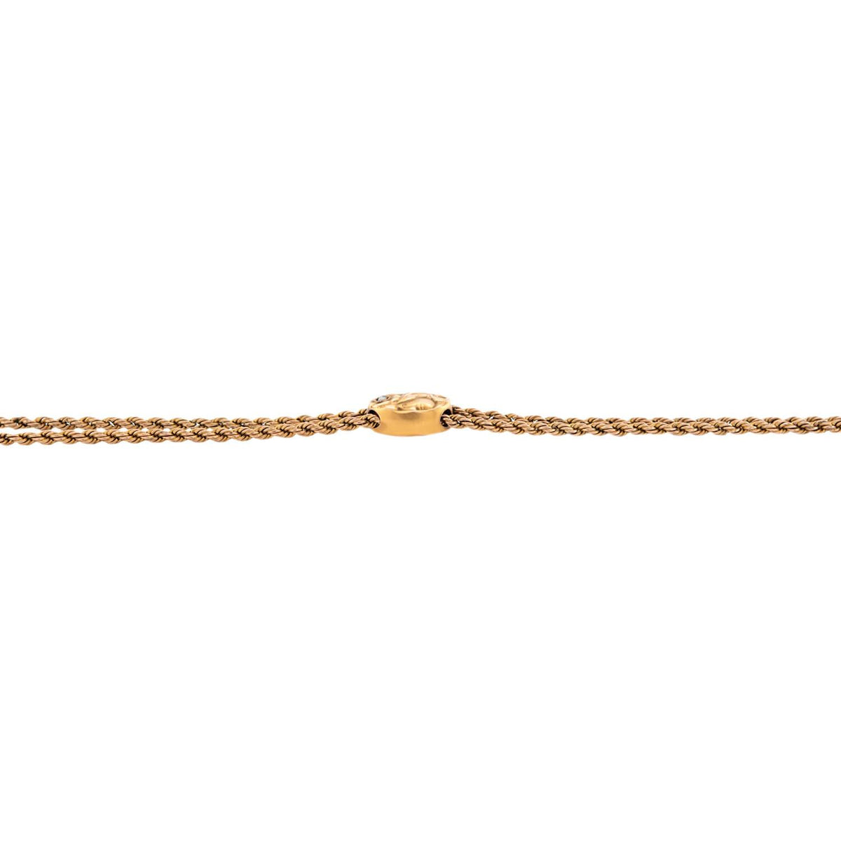 Art Nouveau Gold-Fill/14k Pearl Repoussé Slide Chain Necklace 48"