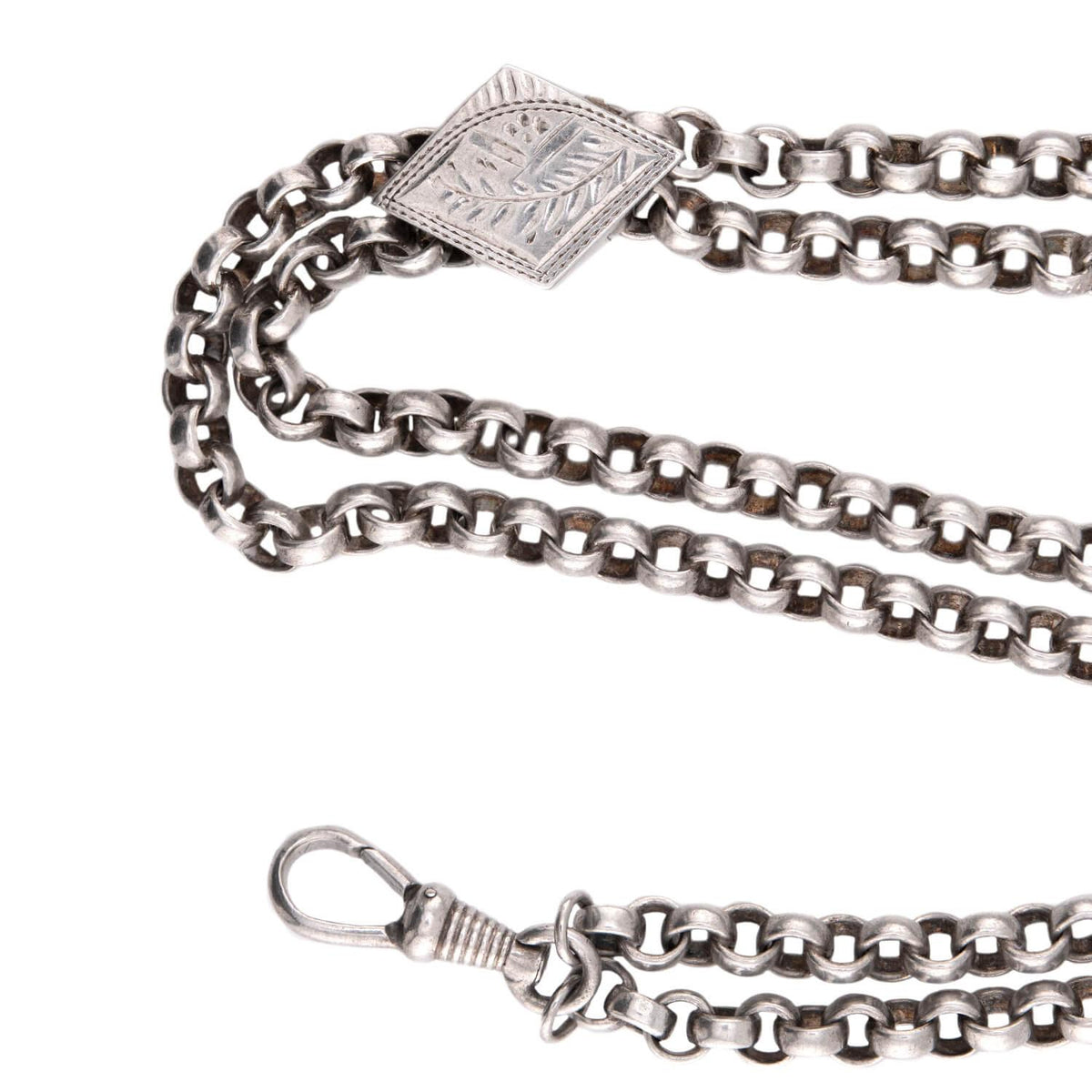 Victorian Sterling Silver Slide Chain Necklace 55"