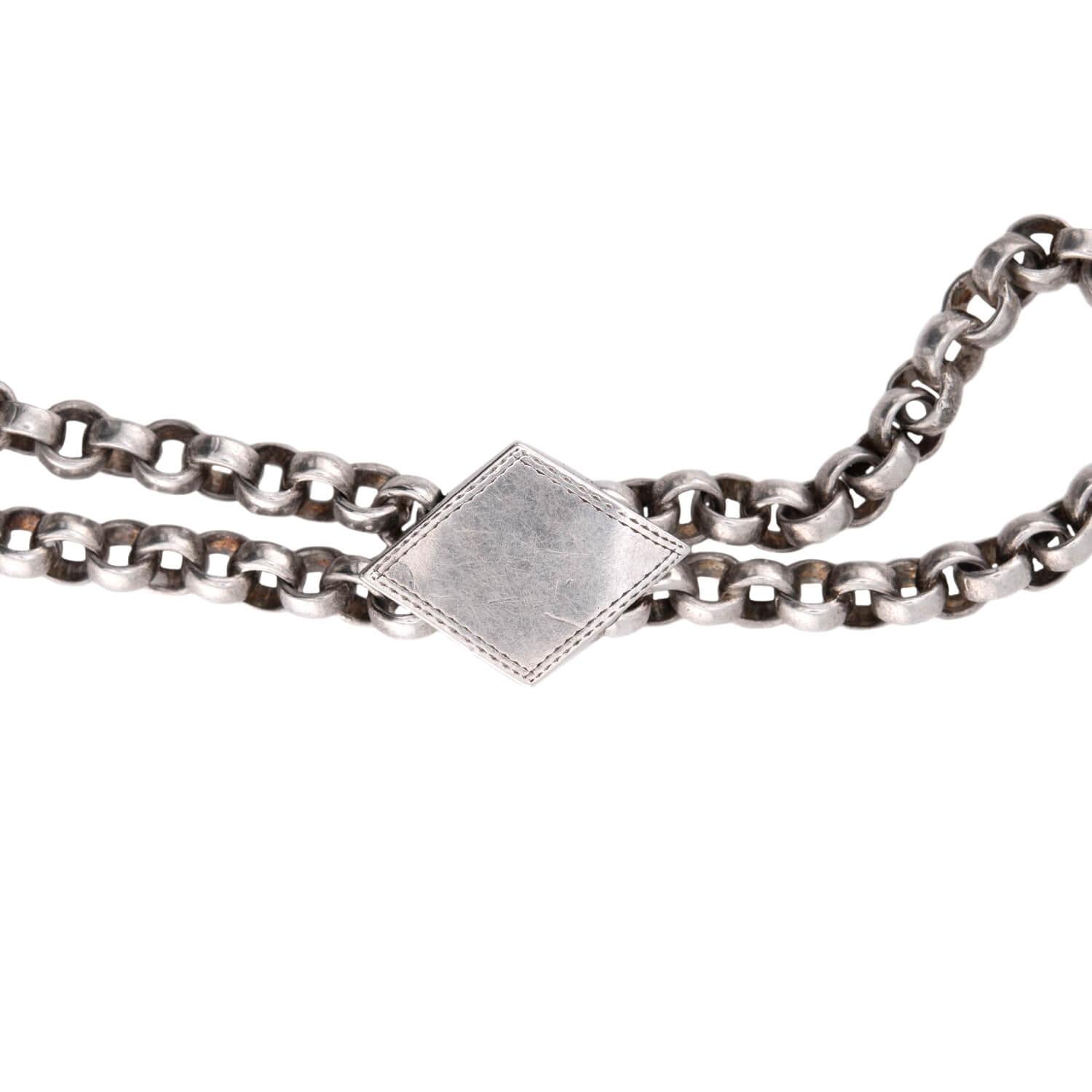 Victorian Sterling Silver Slide Chain Necklace 55"