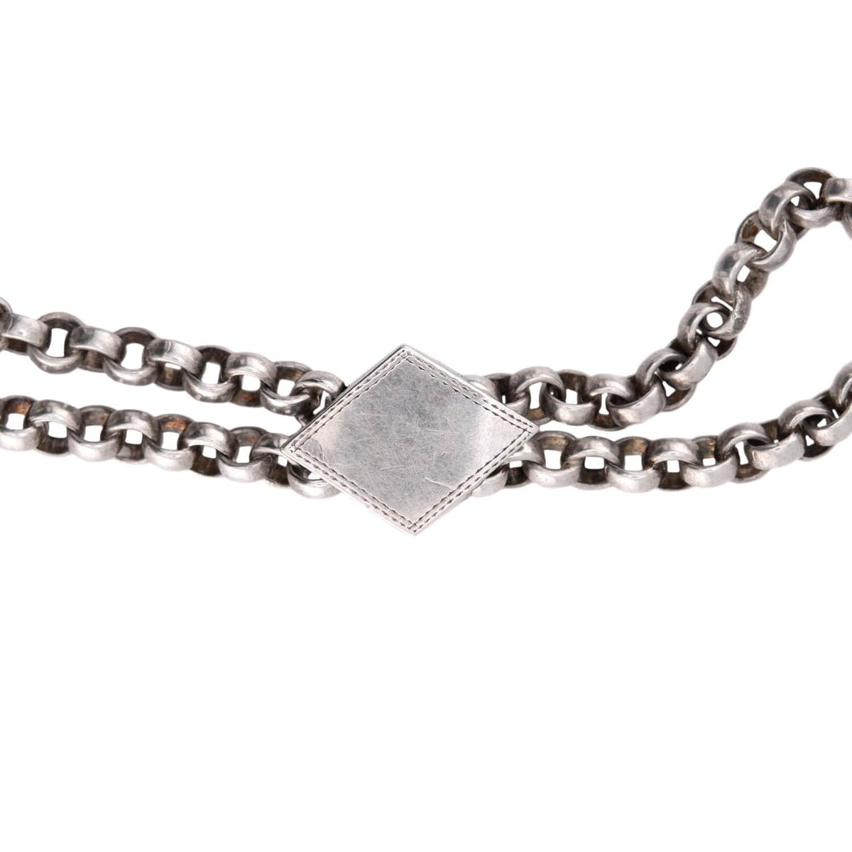 Victorian Sterling Silver Slide Chain Necklace 55"