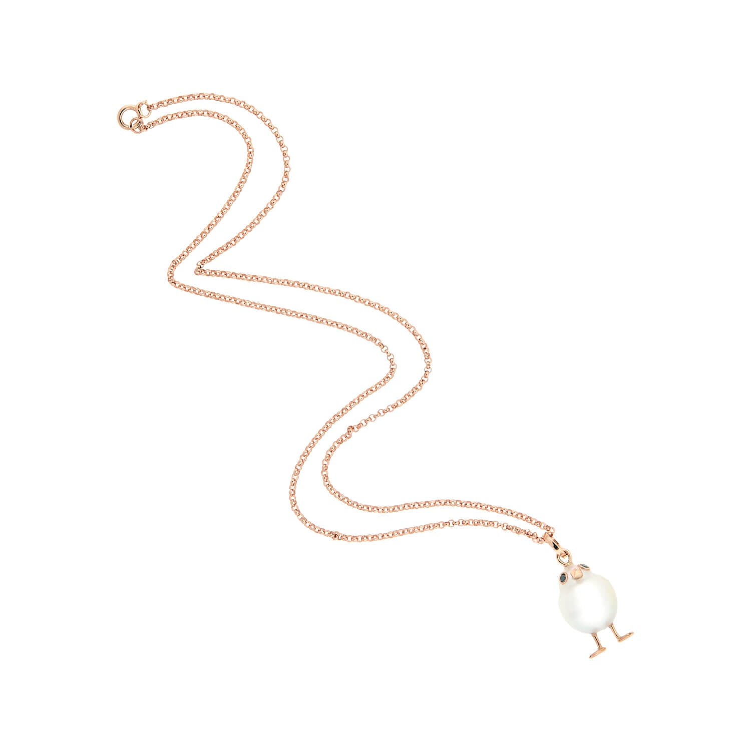 Estate South Sea Pearl Chicken Pendent w/14k Rose Gold Chain