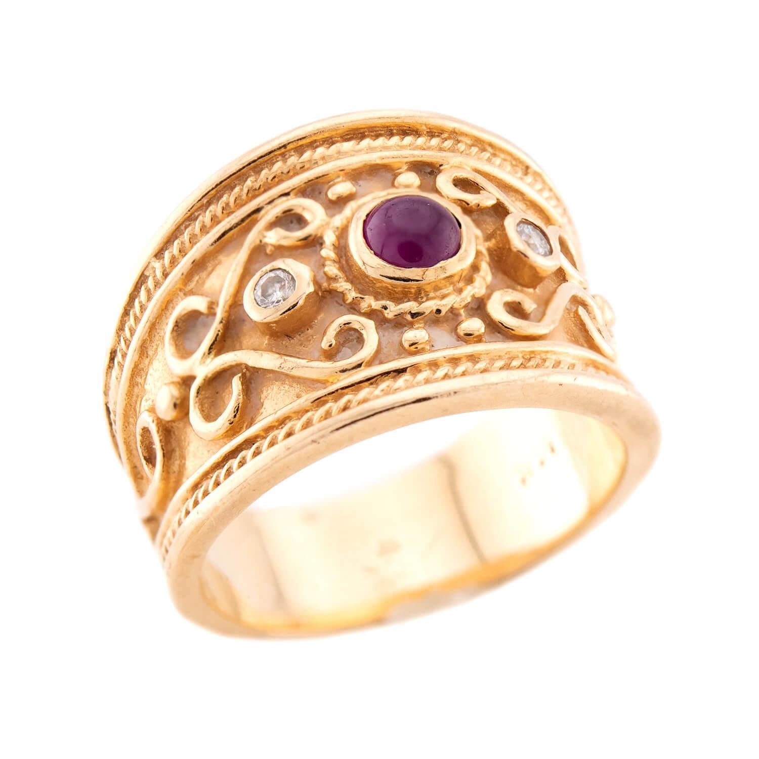 Estate 14k Ruby and Diamond Cigar Band