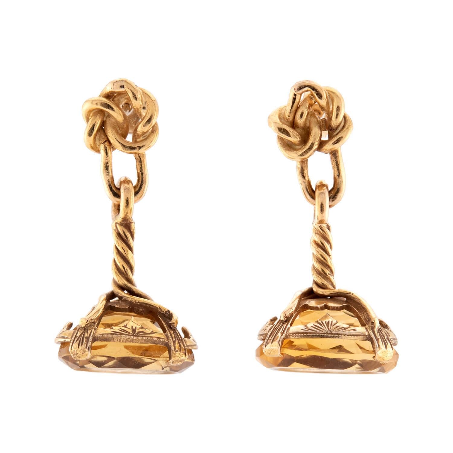 Victorian 14k Citrine Intaglio Earring