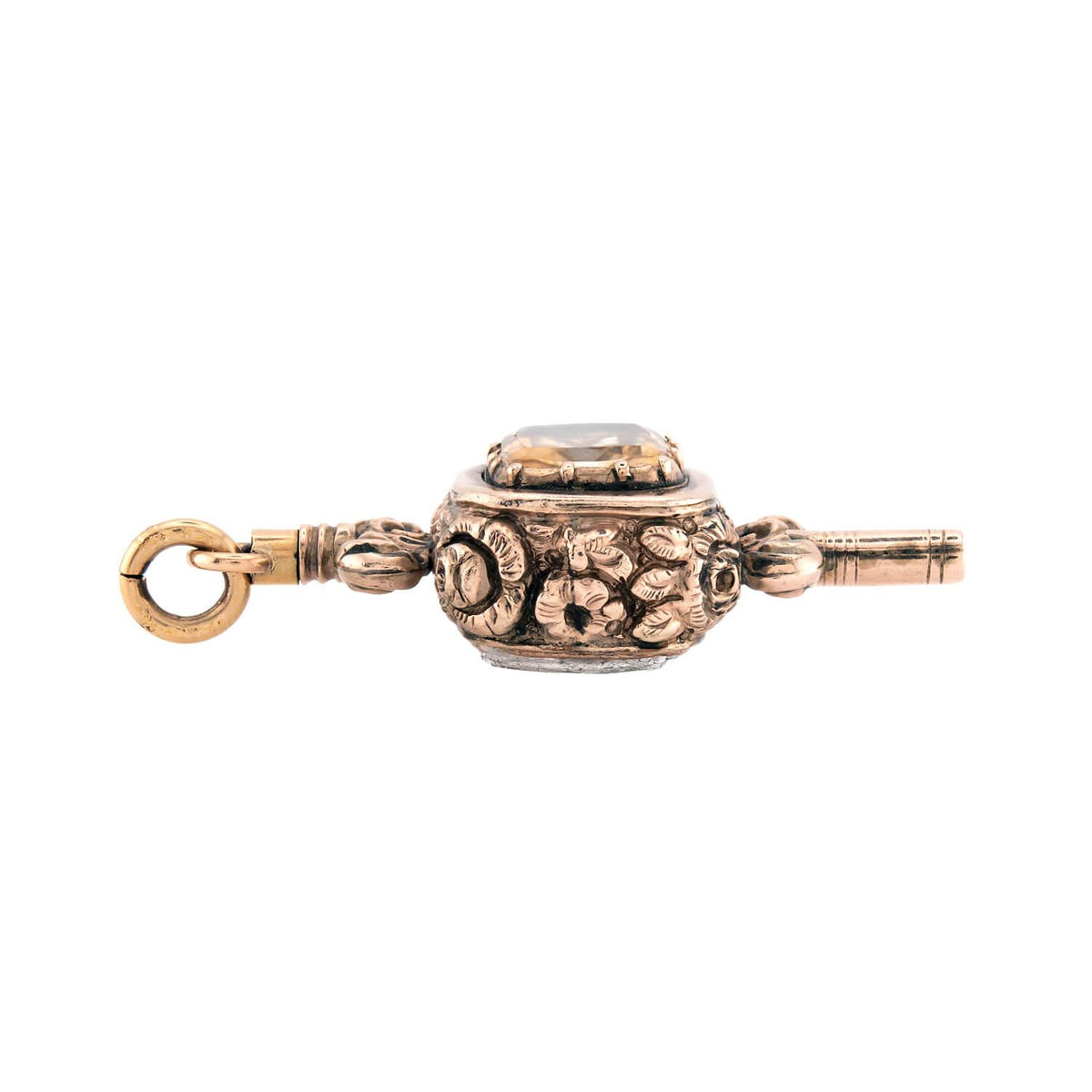 Victorian Gold-Filled Citrine Compass Fob Pendant