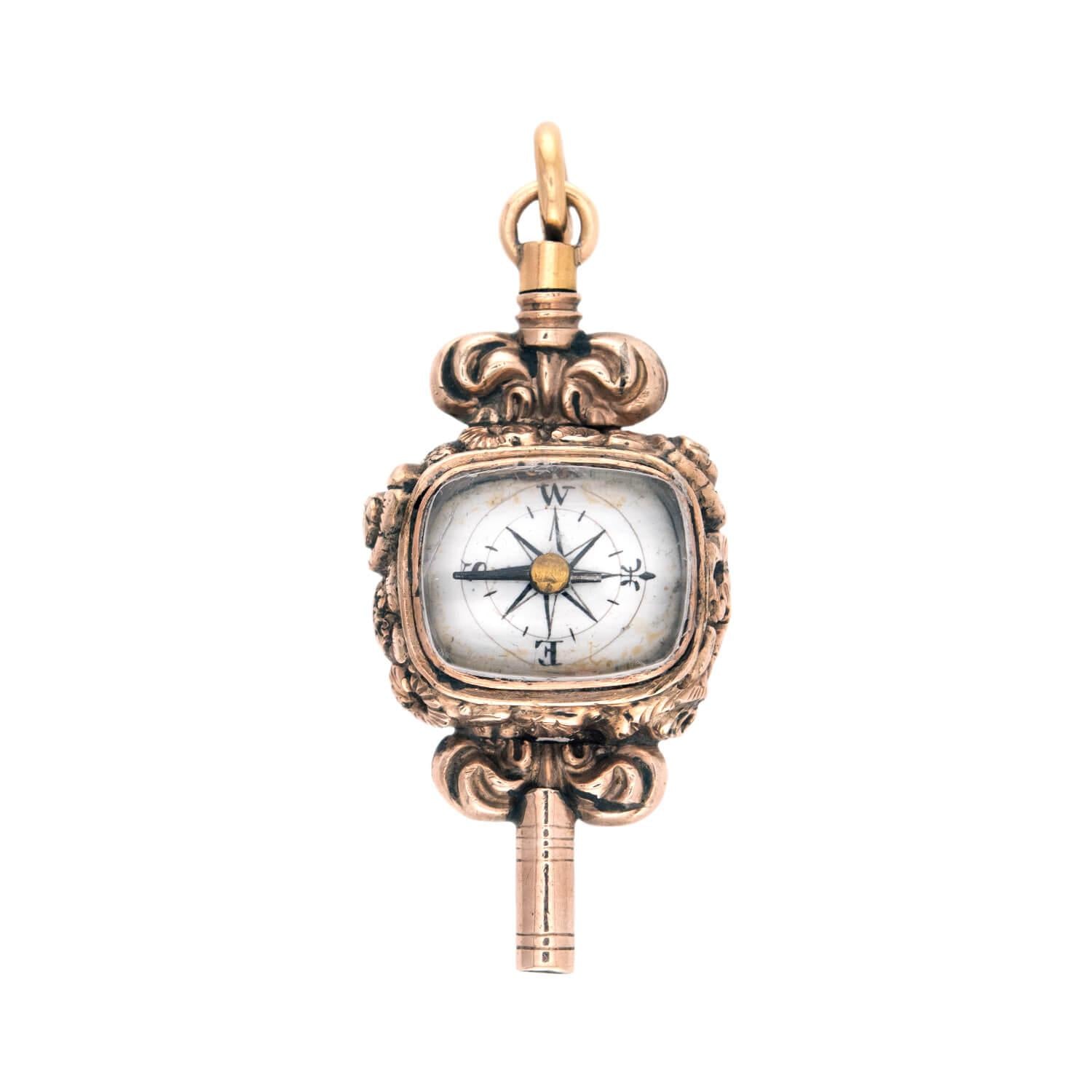 Victorian Gold-Filled Citrine Compass Fob Pendant