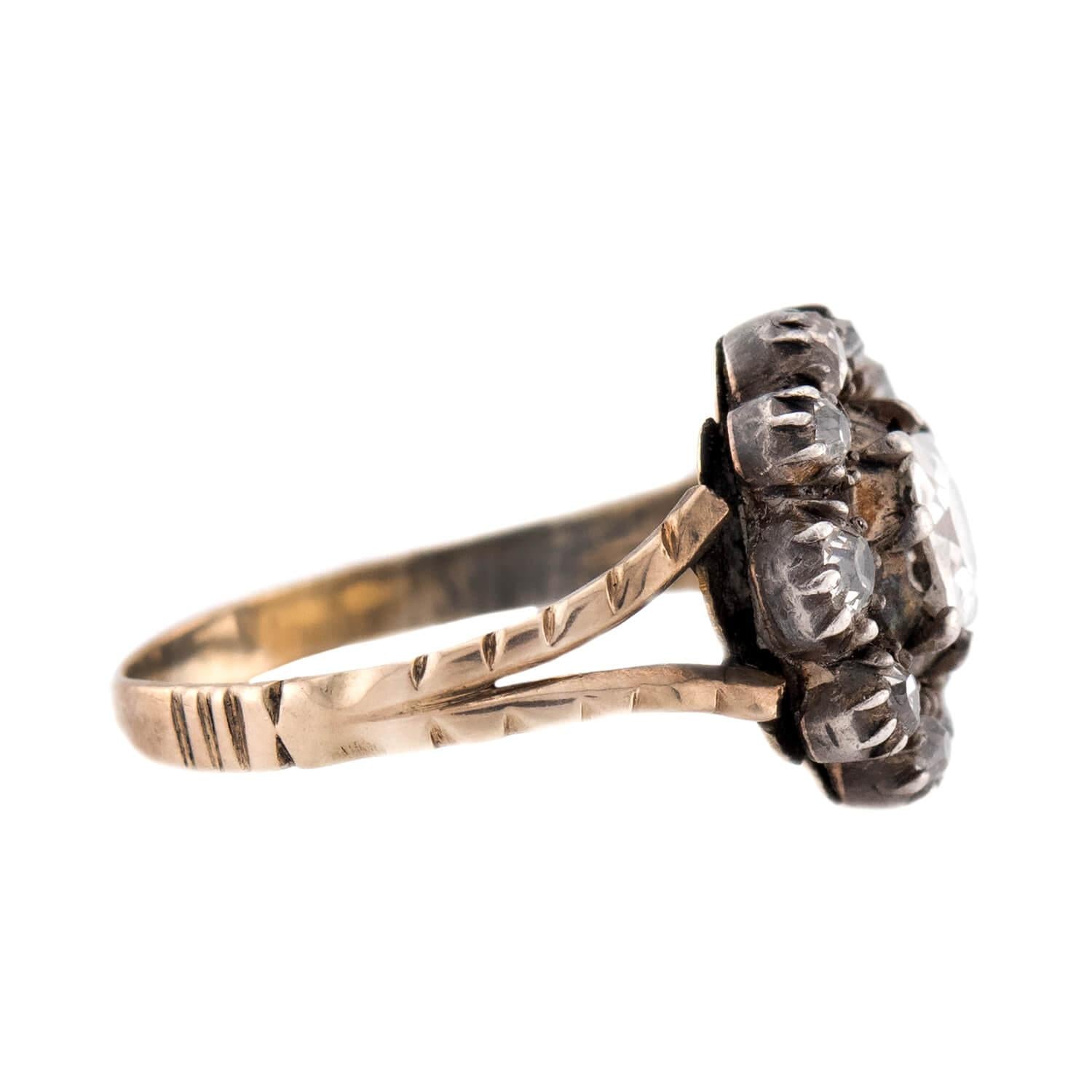 Georgian 14k/Sterling Silver Diamond Halo Ring