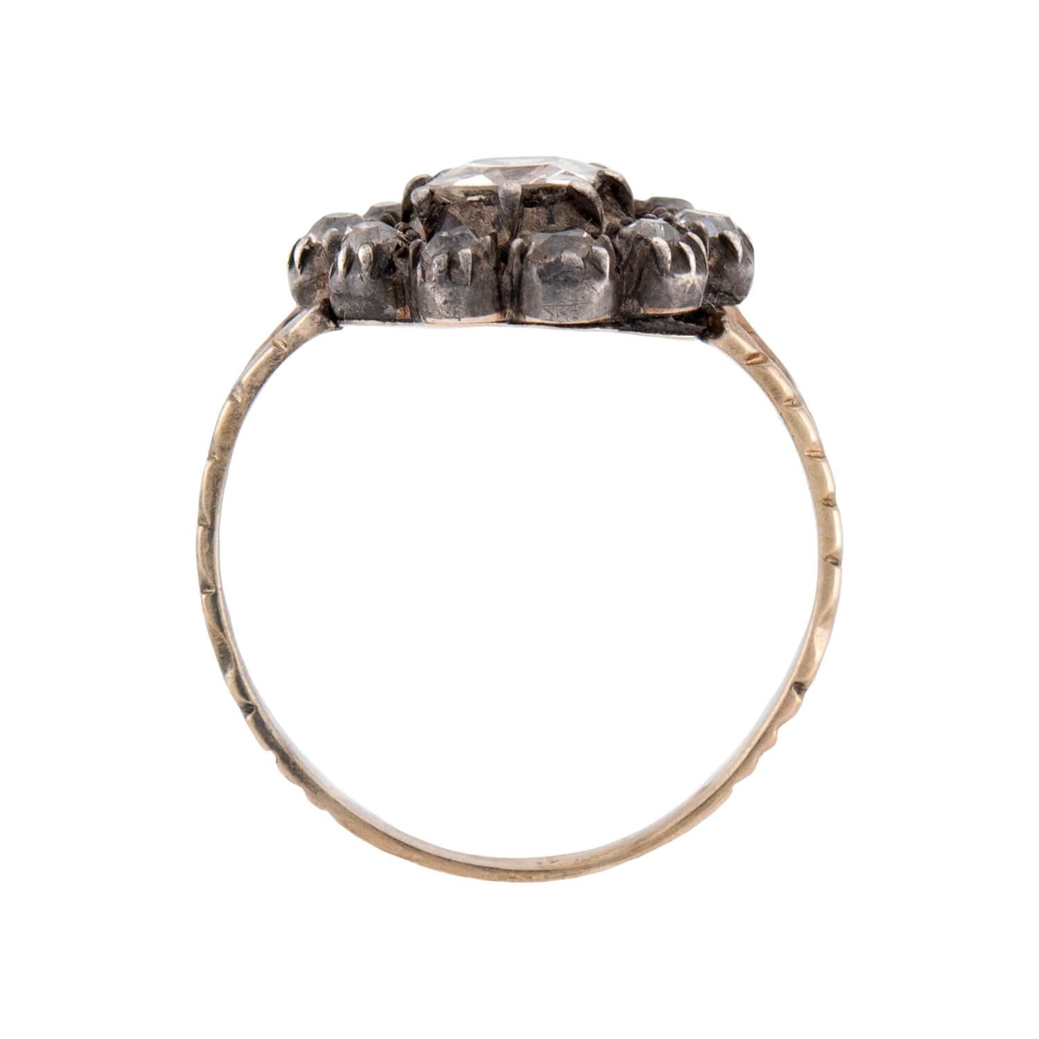 Georgian 14k/Sterling Silver Diamond Halo Ring