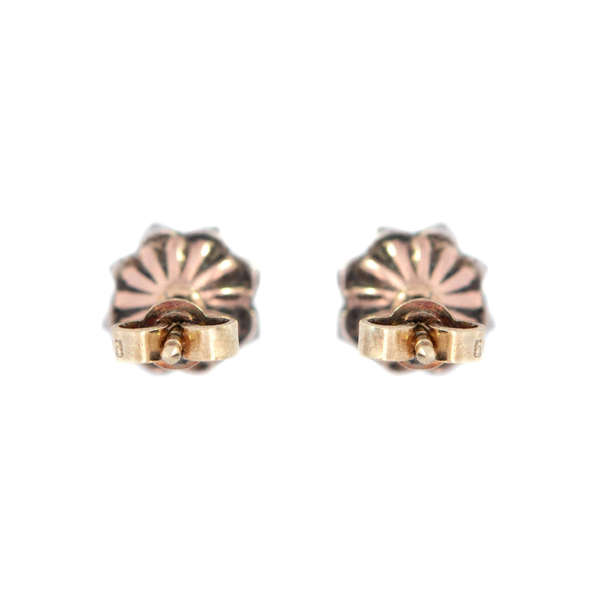 Victorian 14k/Sterling Silver Diamond Cluster Stud Earrings