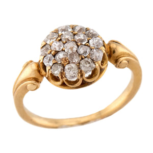 Victorian 18k Mine Cut Diamond Cluster Ring