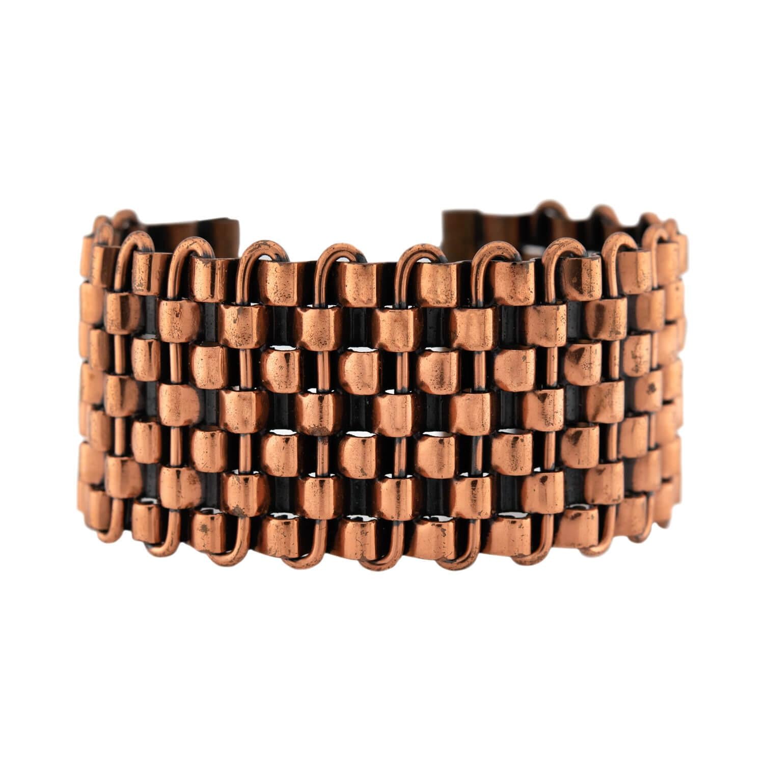 RENOIR Vintage Copper Basket Weave Cuff Bracelet