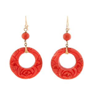 Art Deco 14k Coral Dangle Earrings