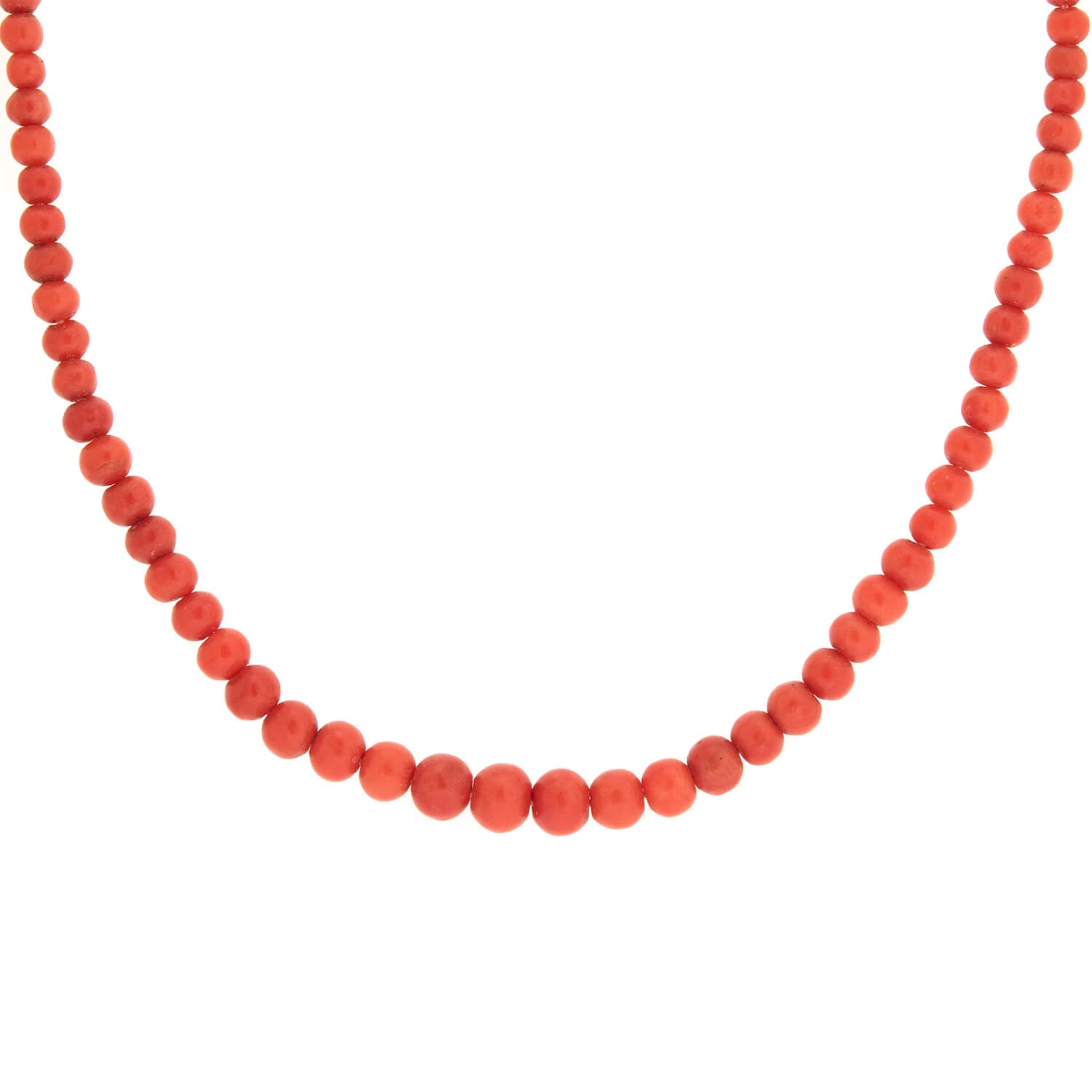 Victorian Graduated Coral Bead Necklace 28"