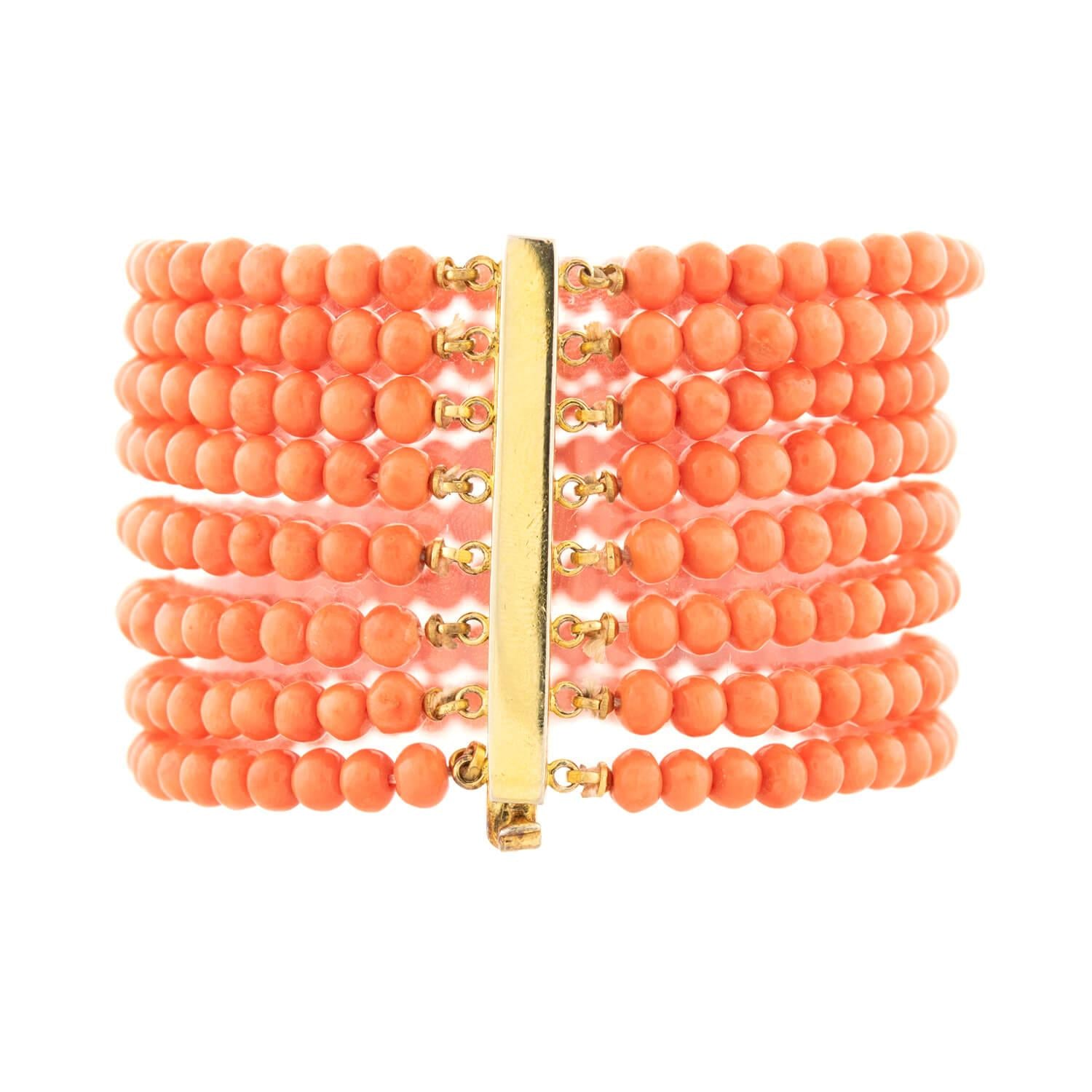 Estate Gold Filled Eight Strand Coral Bracelet