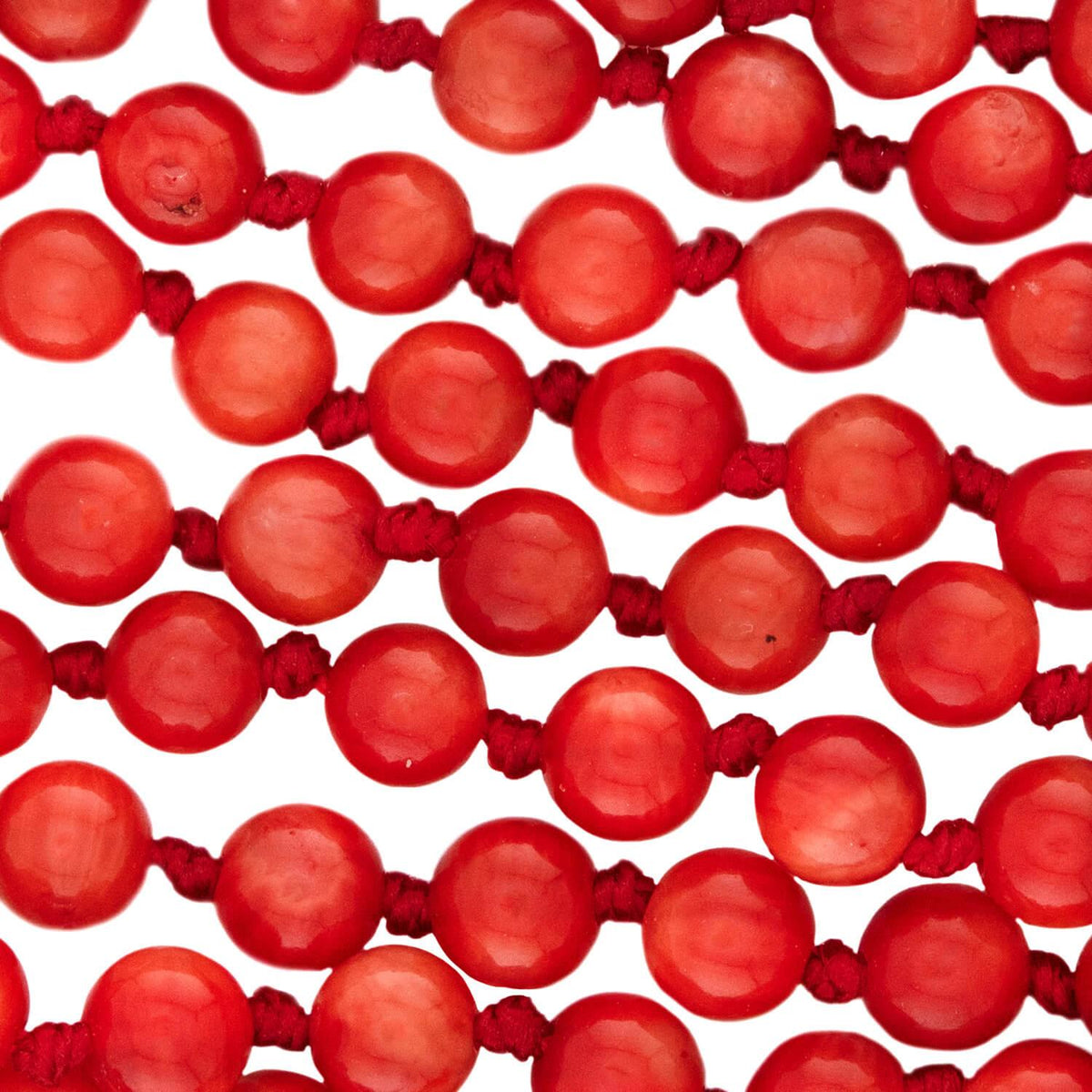 Art Deco Coral Bead Necklace 70"