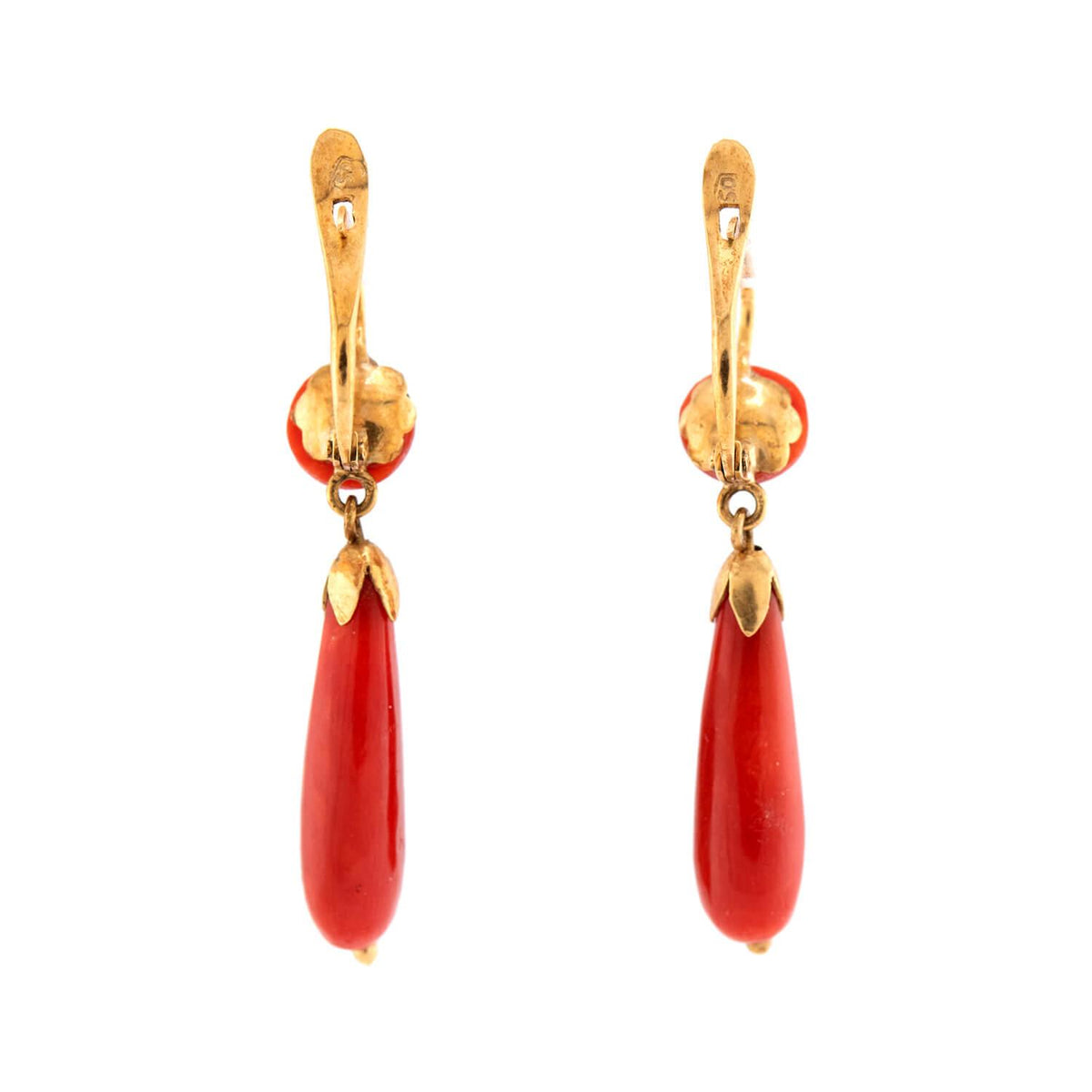 Victorian 18k Coral Drop Earrings