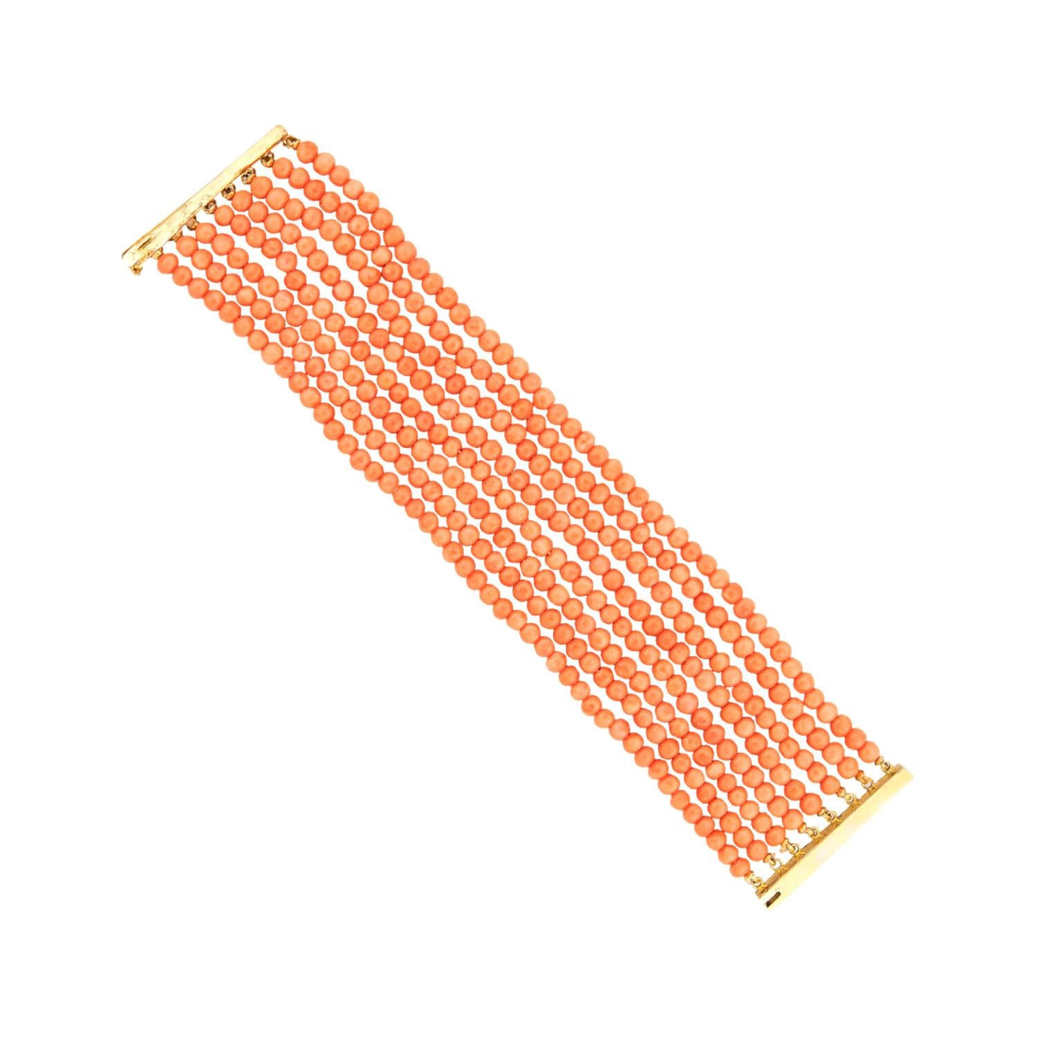 Estate Gold Filled Eight Strand Coral Bracelet