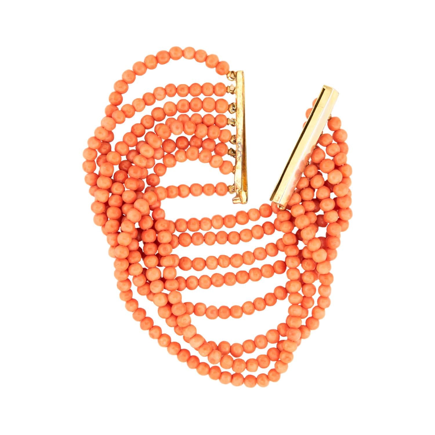 Estate Gold Filled Eight Strand Coral Bracelet