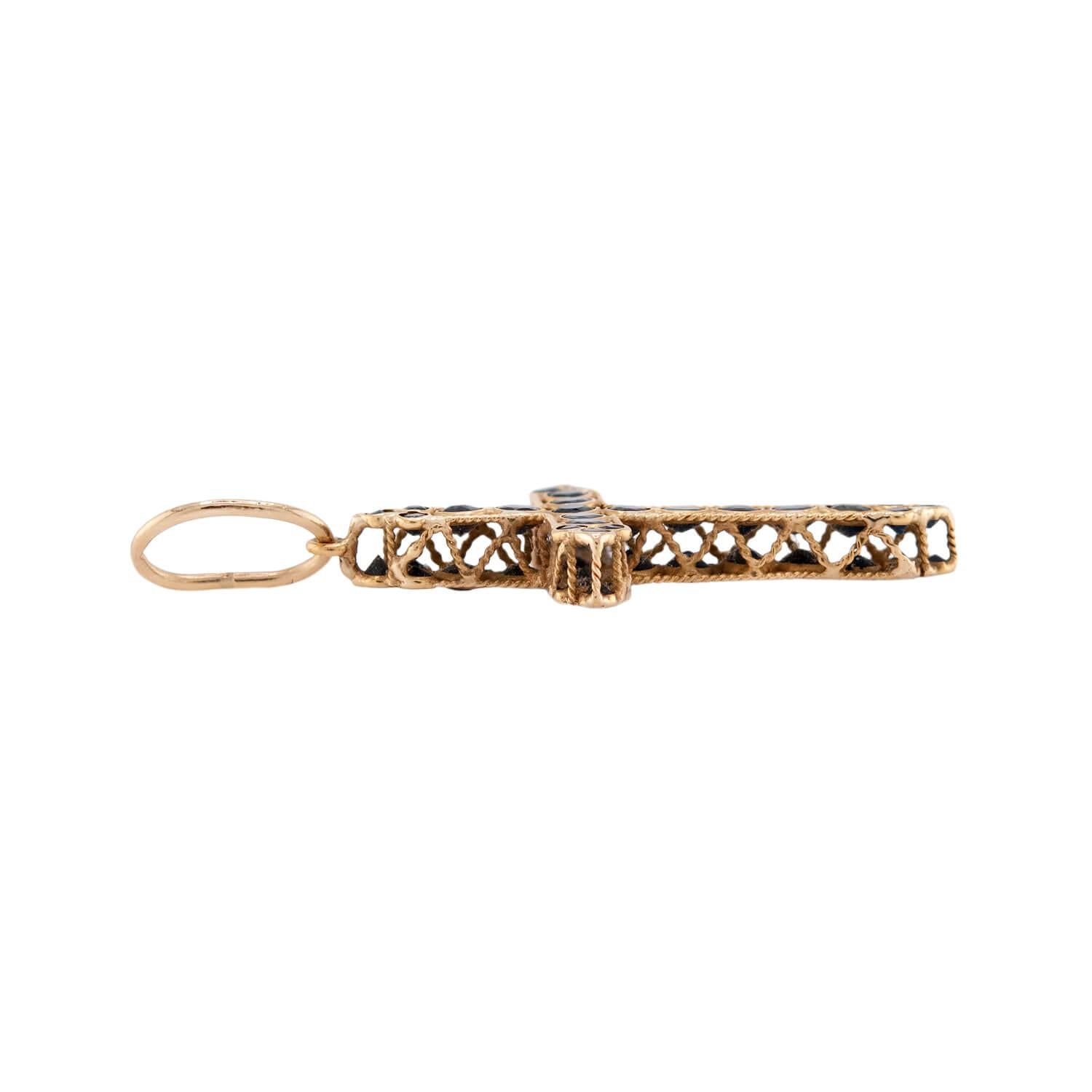 Estate 14k Sapphire Cross Pendant/Charm