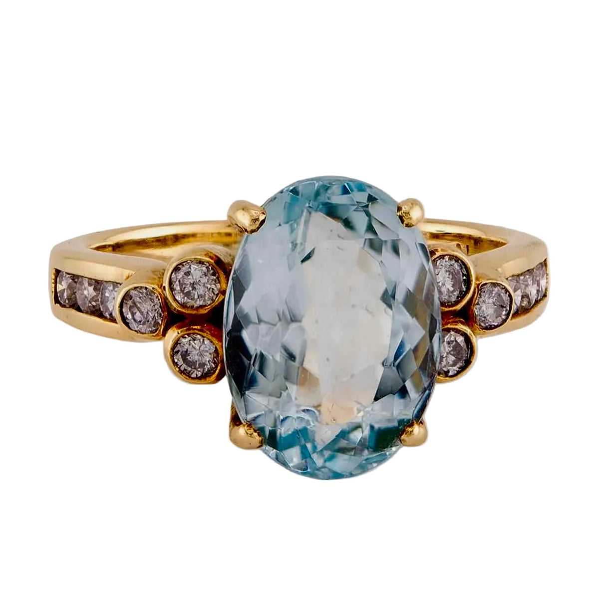 Estate 14k 3.50ct Aqua & Diamond Ring