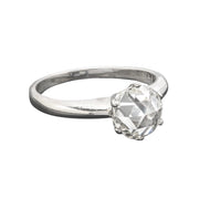Estate 14kt White Gold + Rose Cut Diamond Engagement Ring 1.03ctw