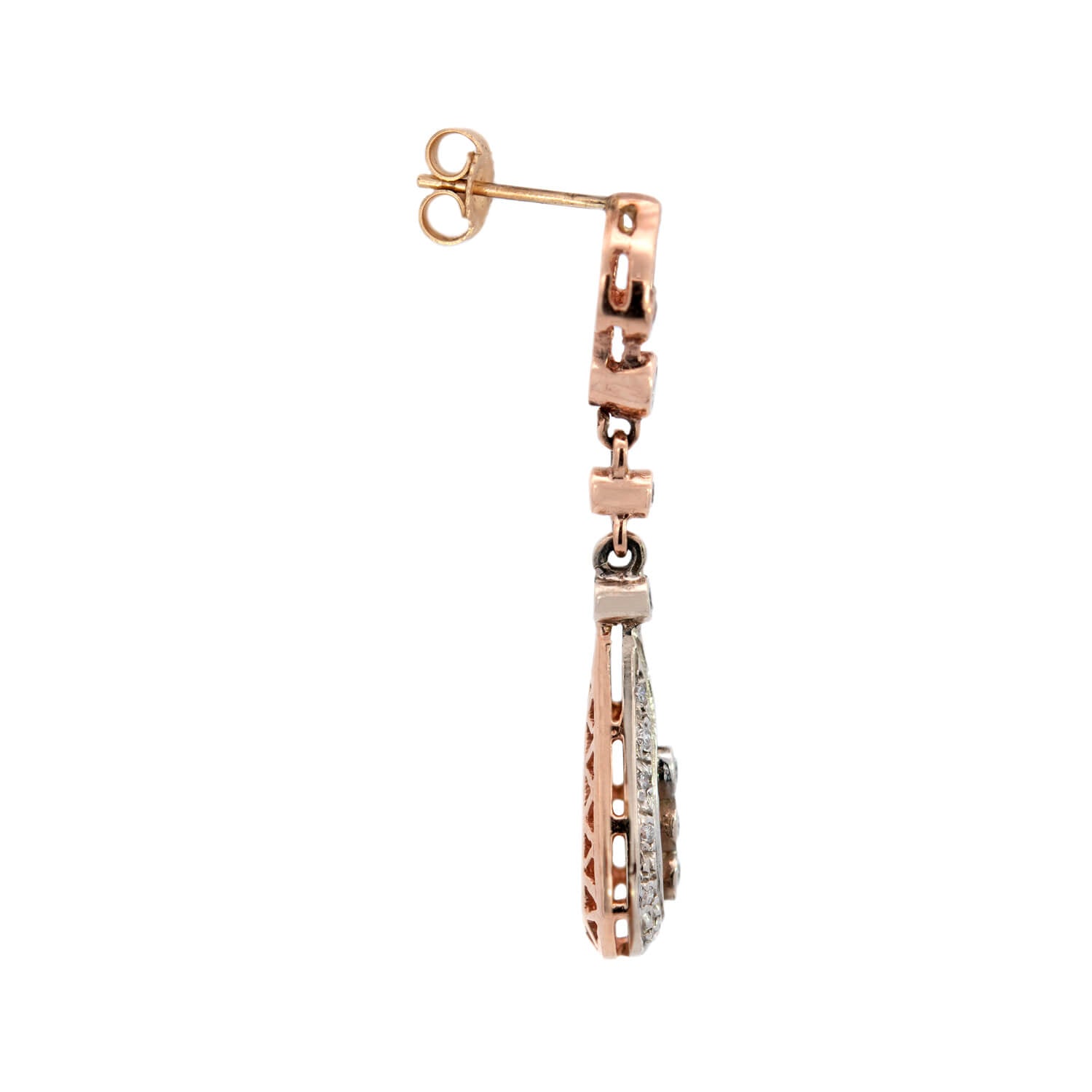 Estate 14k Diamond Dangle Earrings .90ctw