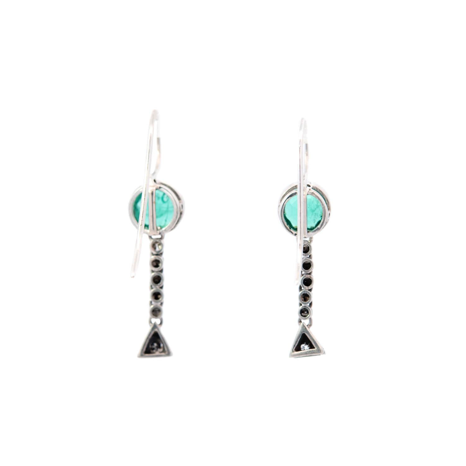 Edwardian Sterling Silver Synthetic Emerald and Paste Earrings