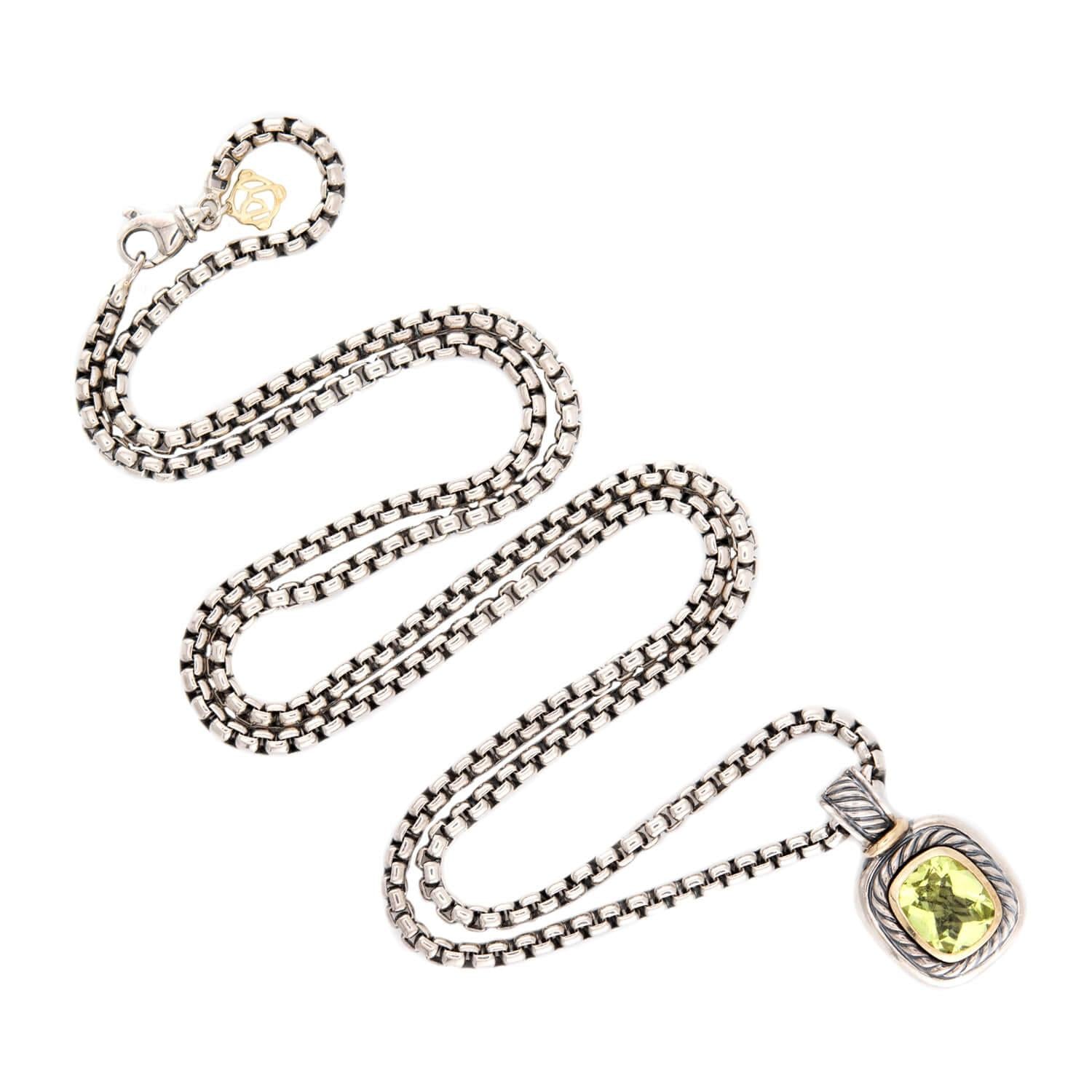 DAVID YURMAN Estate 14k/Sterling Silver Peridot Pendant Necklace
