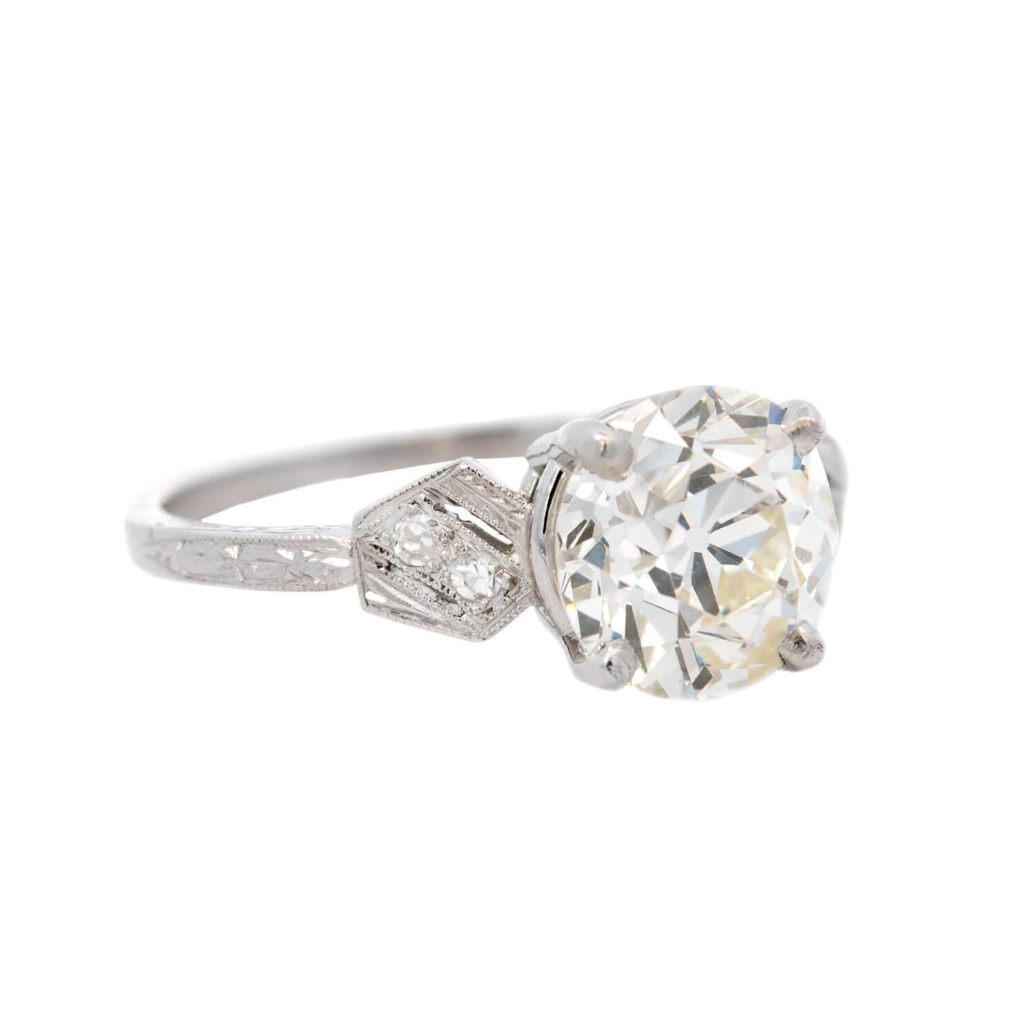 Art Deco Platinum Diamond Engagement Ring 2.65ct