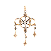 Edwardian 14k Diamond and Pearl Lavalier Pendant