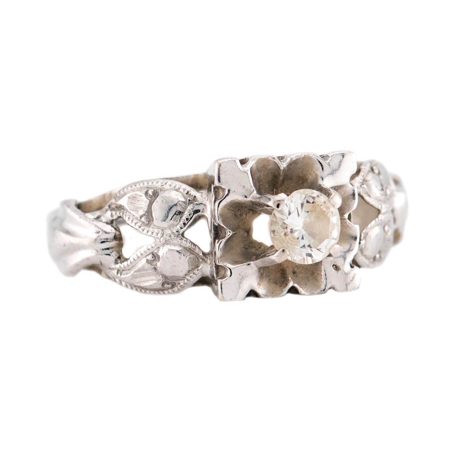 Retro 14k Diamond Engagement Ring .20ct