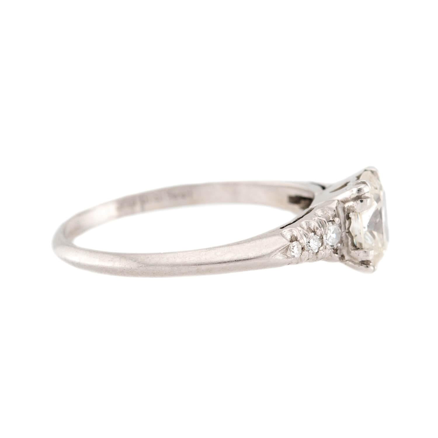 Retro Platinum Diamond Engagement RIng .90ct