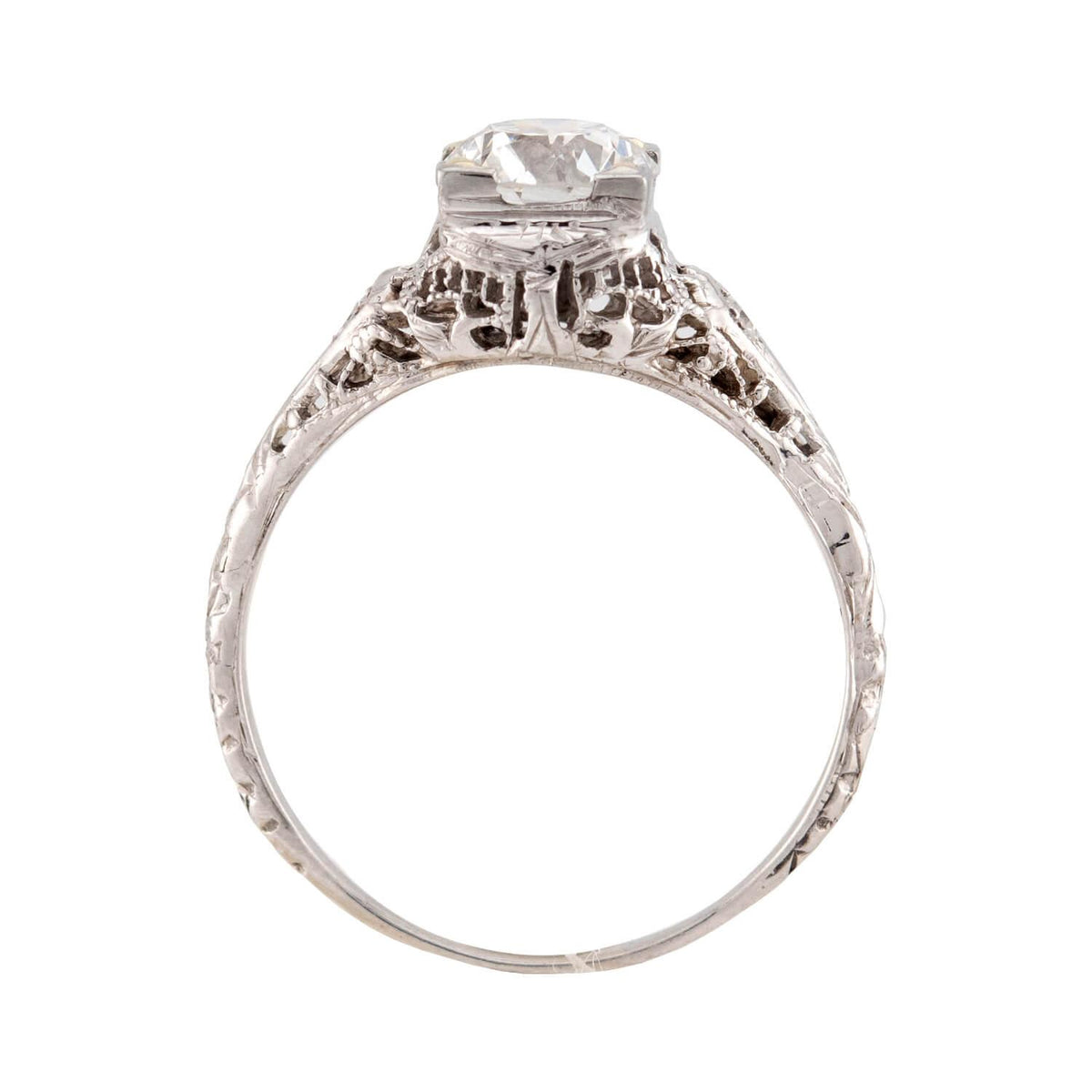 Art Deco 18k Diamond Engagement Ring .95ct