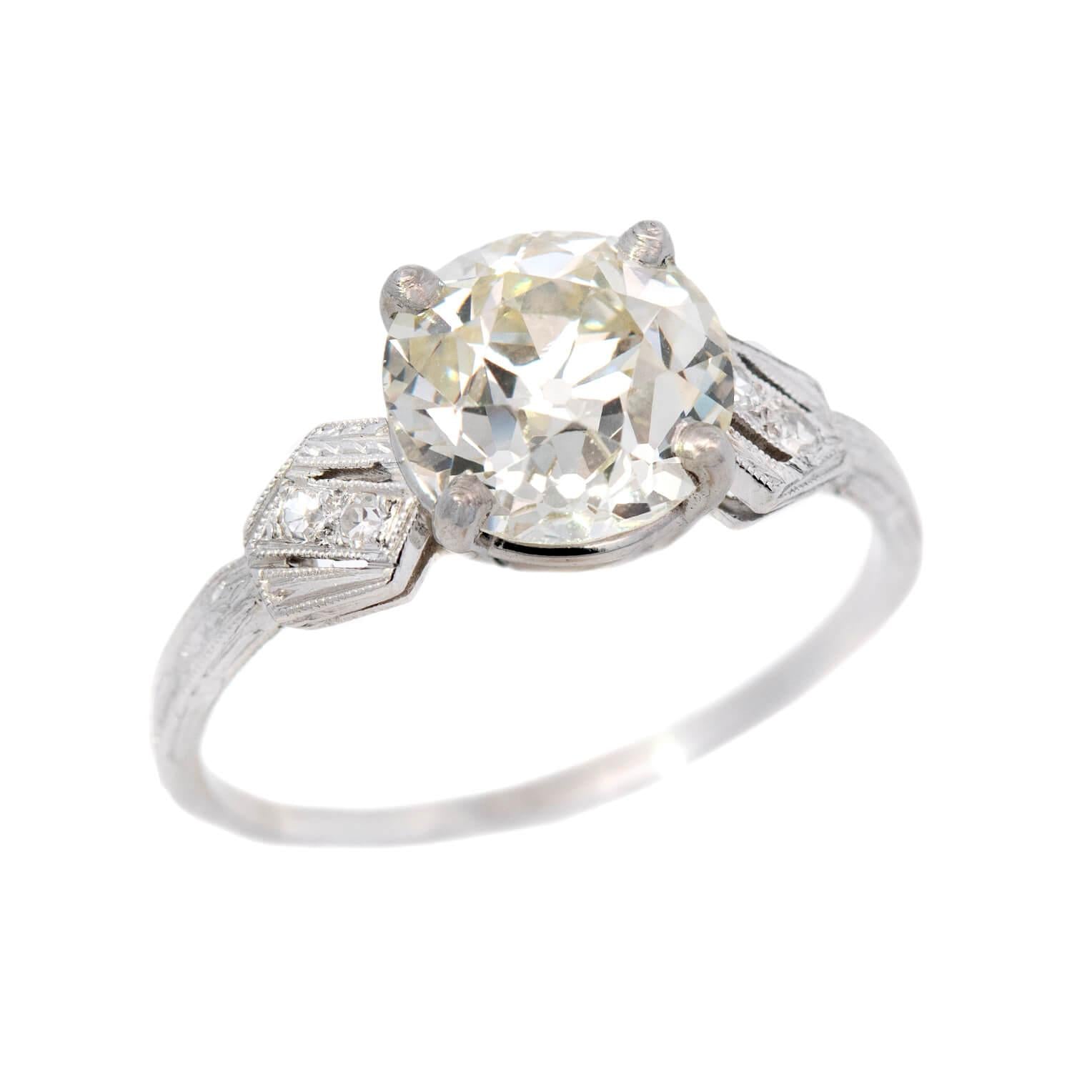 Art Deco Platinum Diamond Engagement Ring 2.65ct