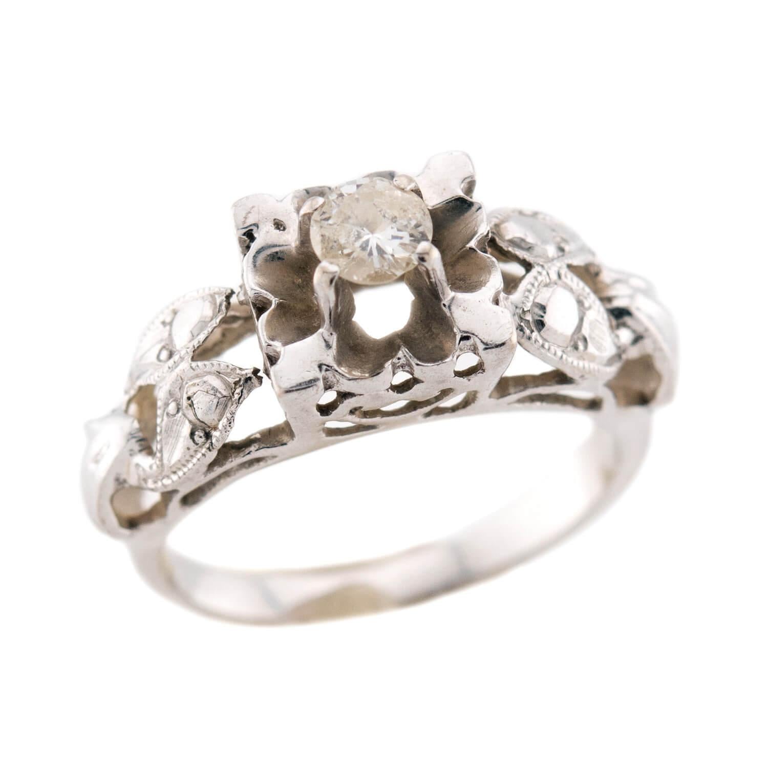 Retro 14k Diamond Engagement Ring .20ct