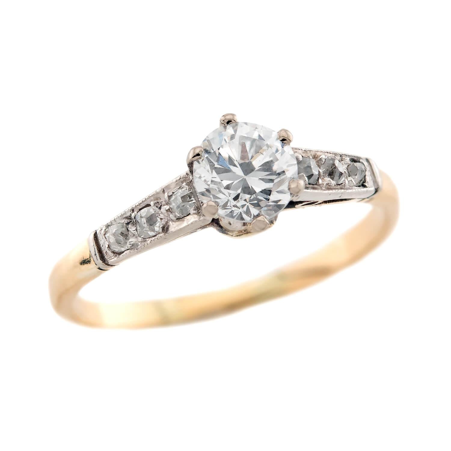 Edwardian 18k/Platinum Diamond Engagement Ring .45ct