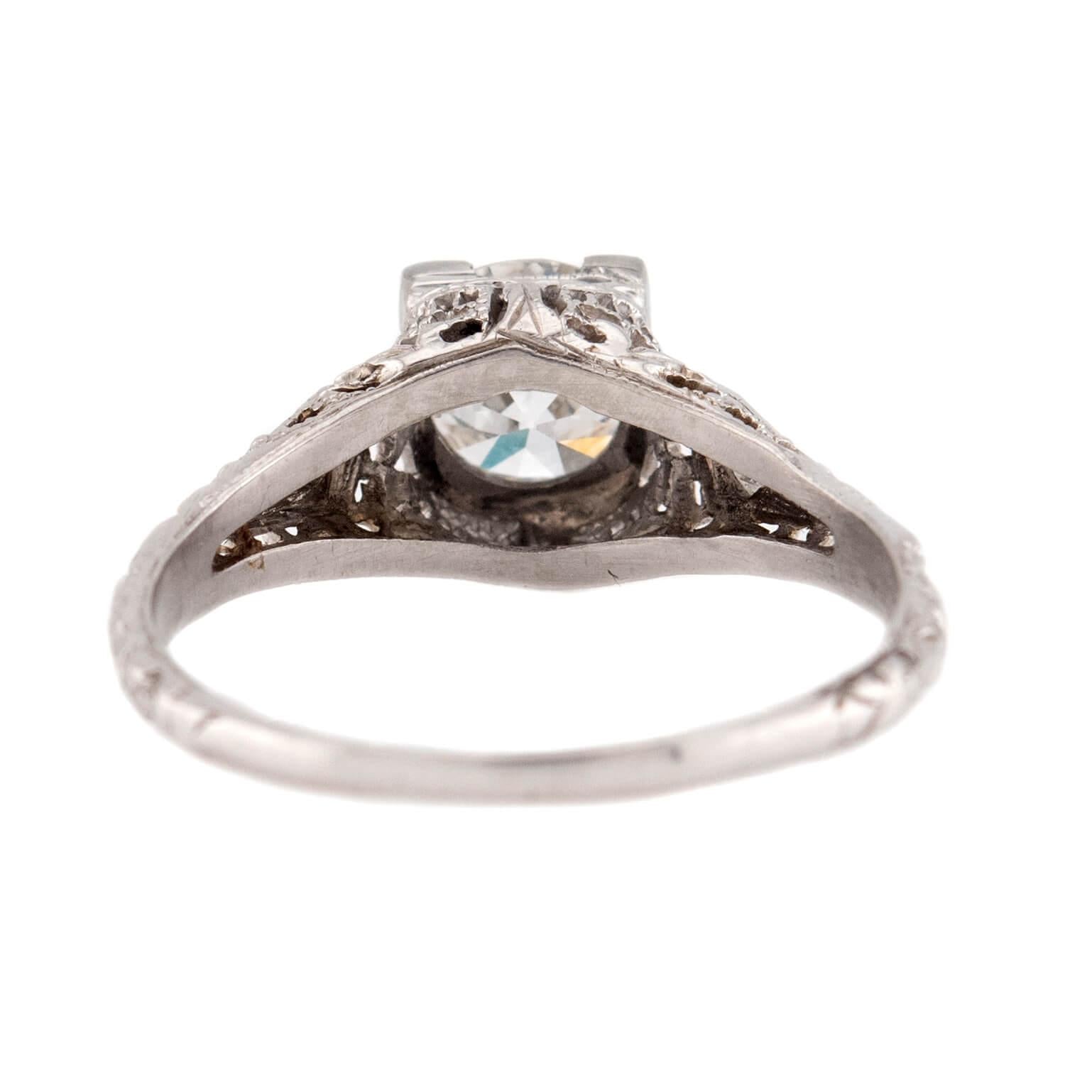 Art Deco 18k Diamond Engagement Ring .95ct