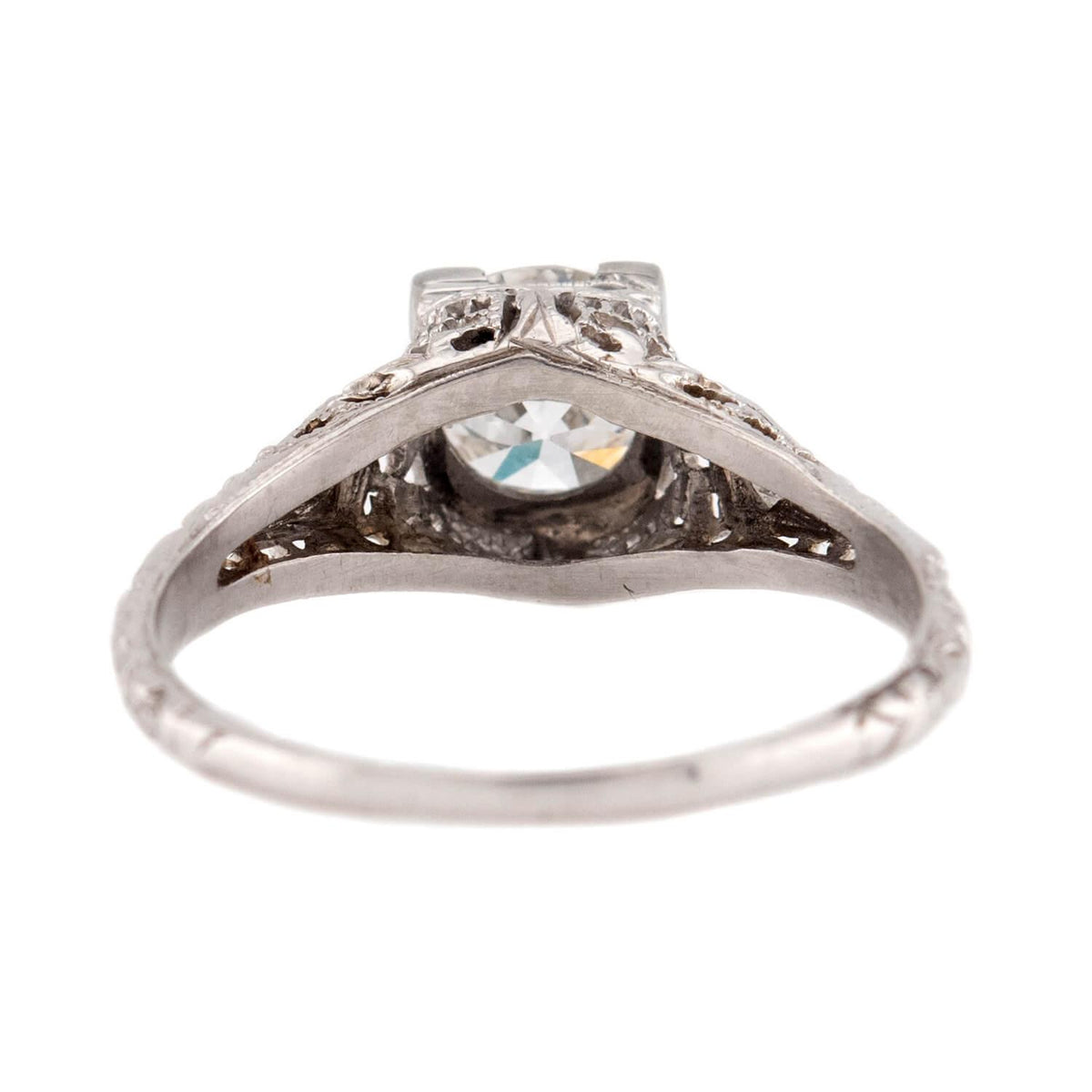 Art Deco 18k Diamond Engagement Ring .95ct