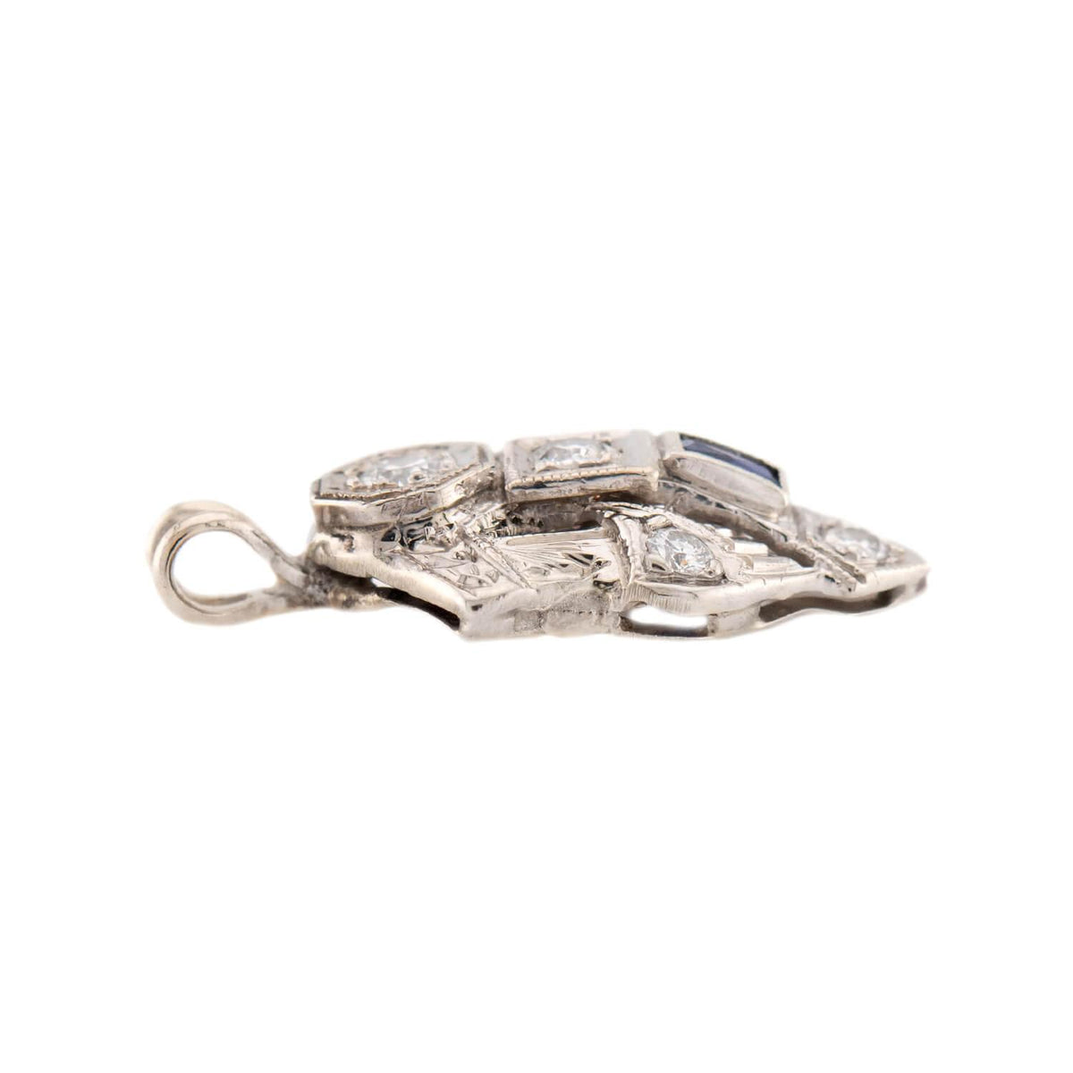 Art Deco 14k Sapphire and Diamond Pendant/Charm