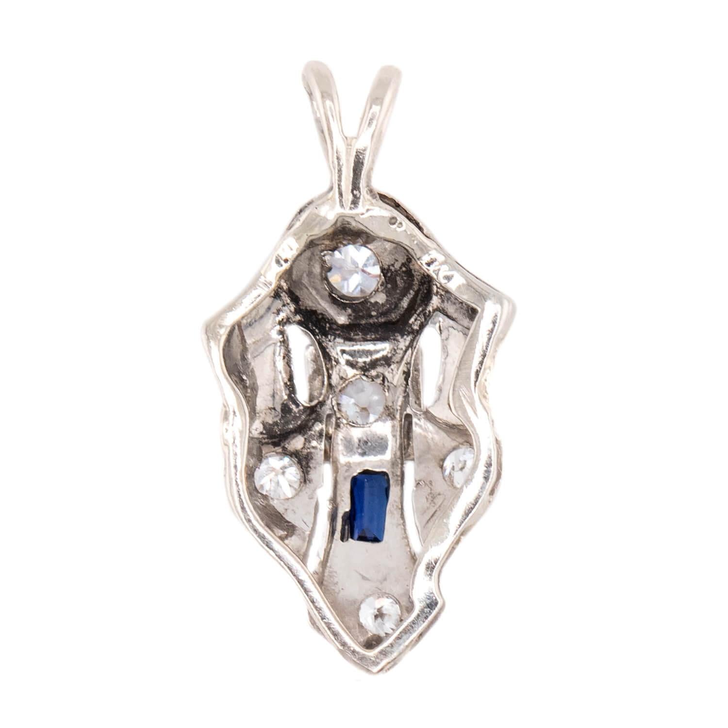 Art Deco 14k Sapphire and Diamond Pendant/Charm