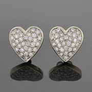 Estate 14kt & Pavé Diamond Heart Stud Earrings