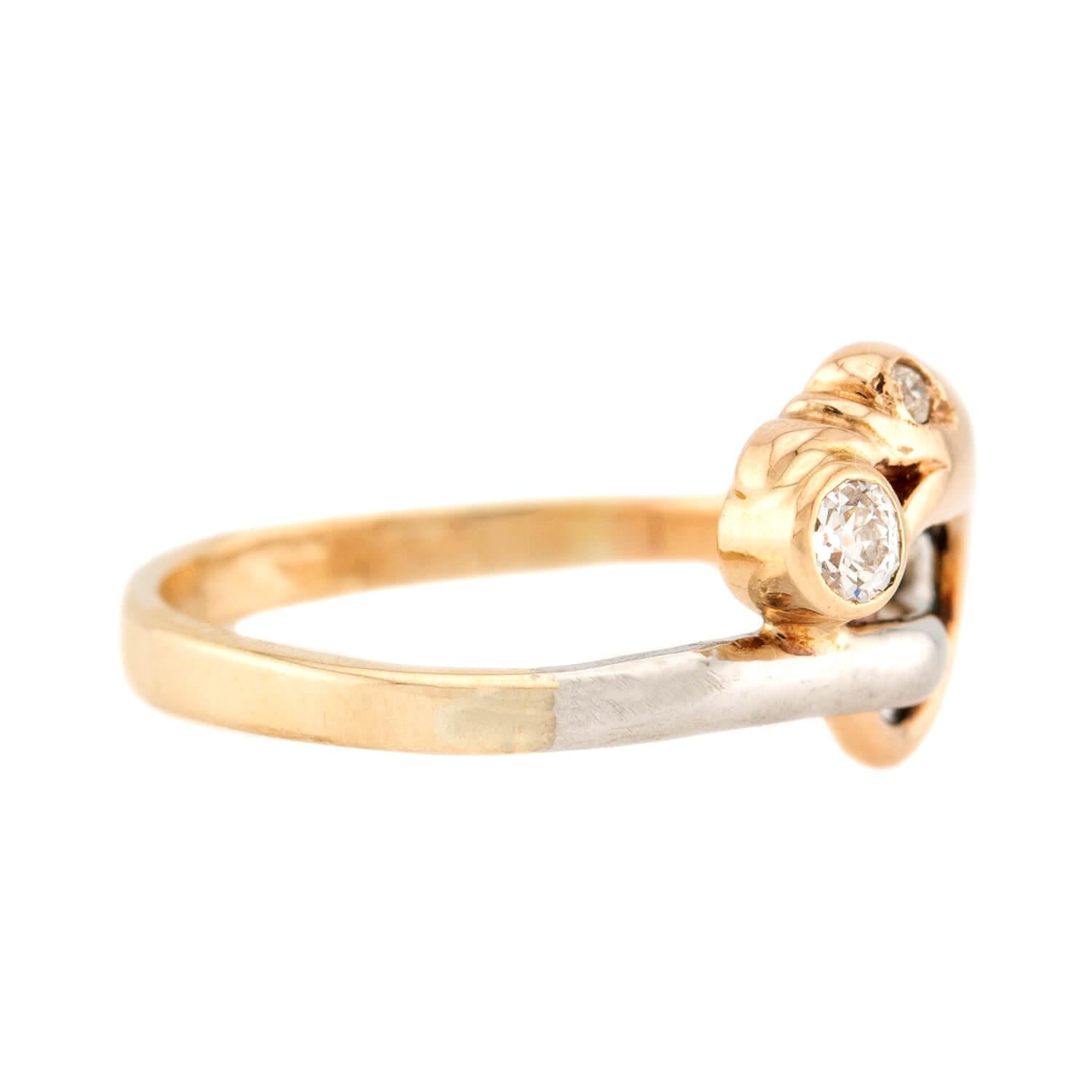 Edwardian 14k/Platinum Diamond Dragon Ring