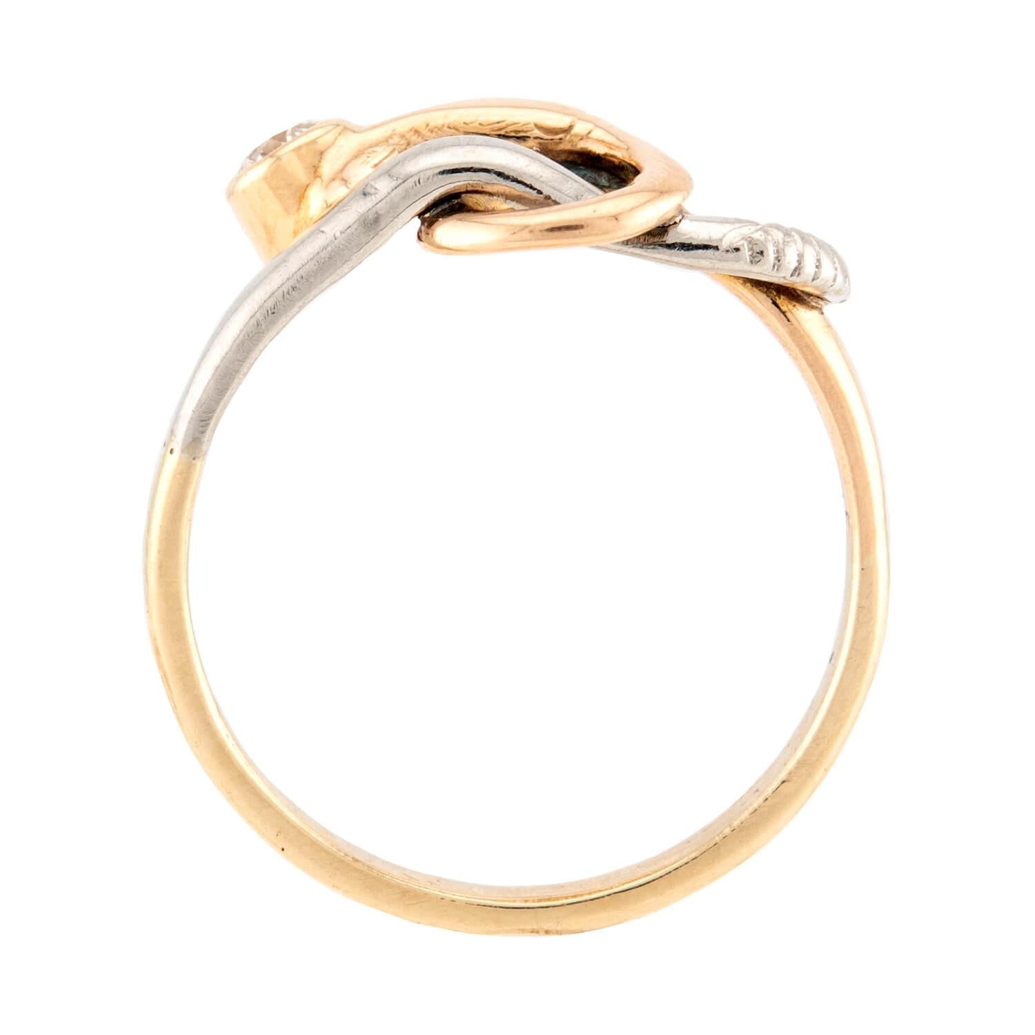 Edwardian 14k/Platinum Diamond Dragon Ring