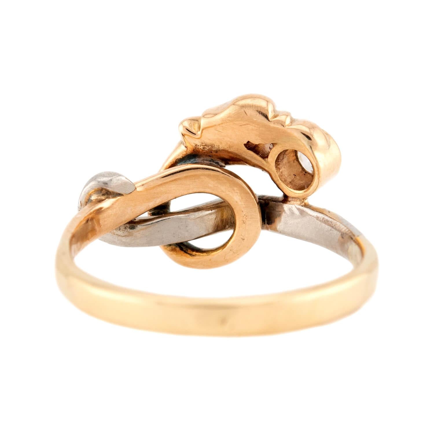 Edwardian 14k/Platinum Diamond Dragon Ring