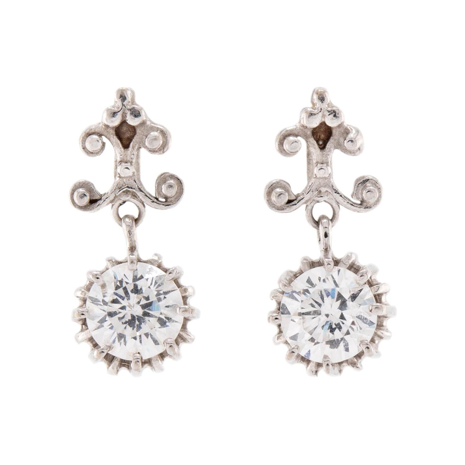 "Victorian" 14k Cubic Zirconia Dangle Earrings