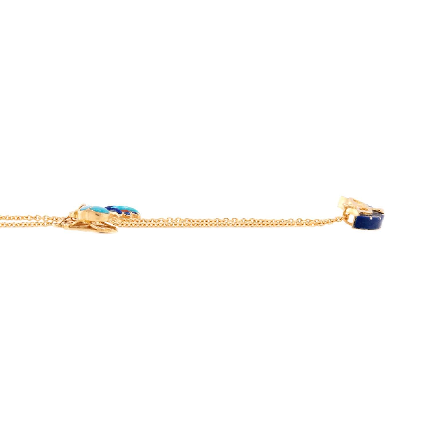 Vintage Egyptian 18k Enamel Charm Necklace