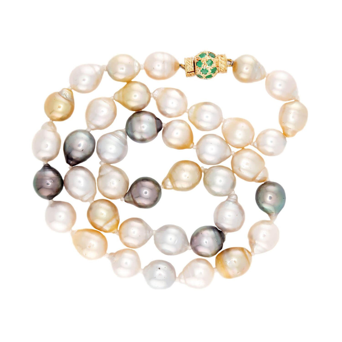 Estate 14k Pearl and Emerald Necklace 18"