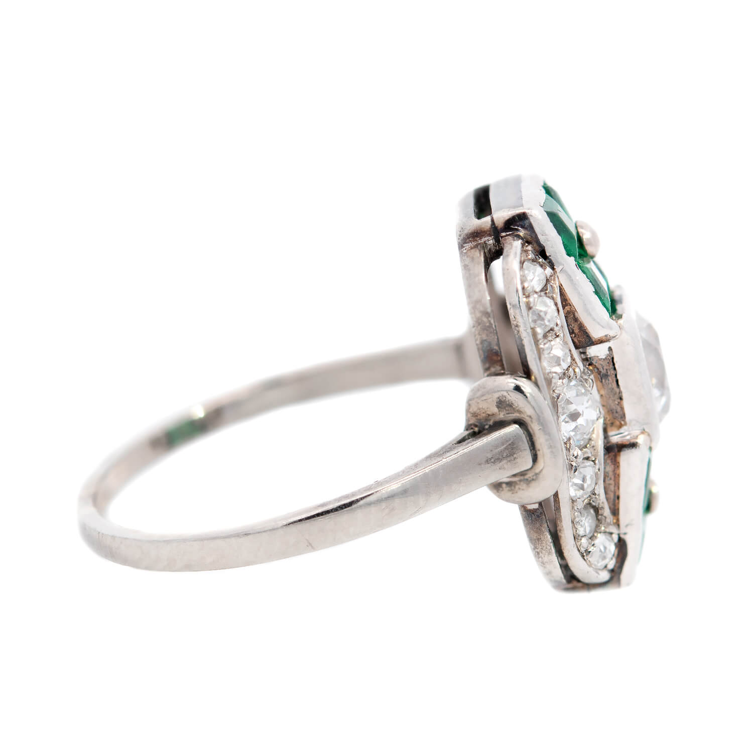 Art Deco 18k Emerald & Diamond Engagement Ring