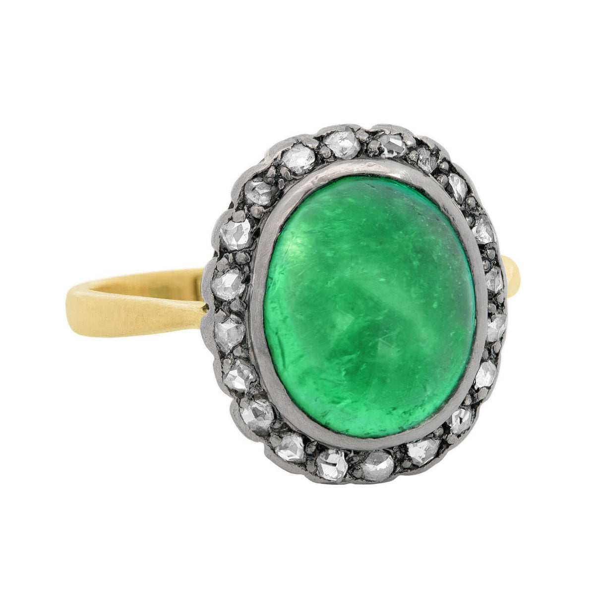 Victorian 18k/Sterling Silver GIA Colombian Emerald Engagement Ring