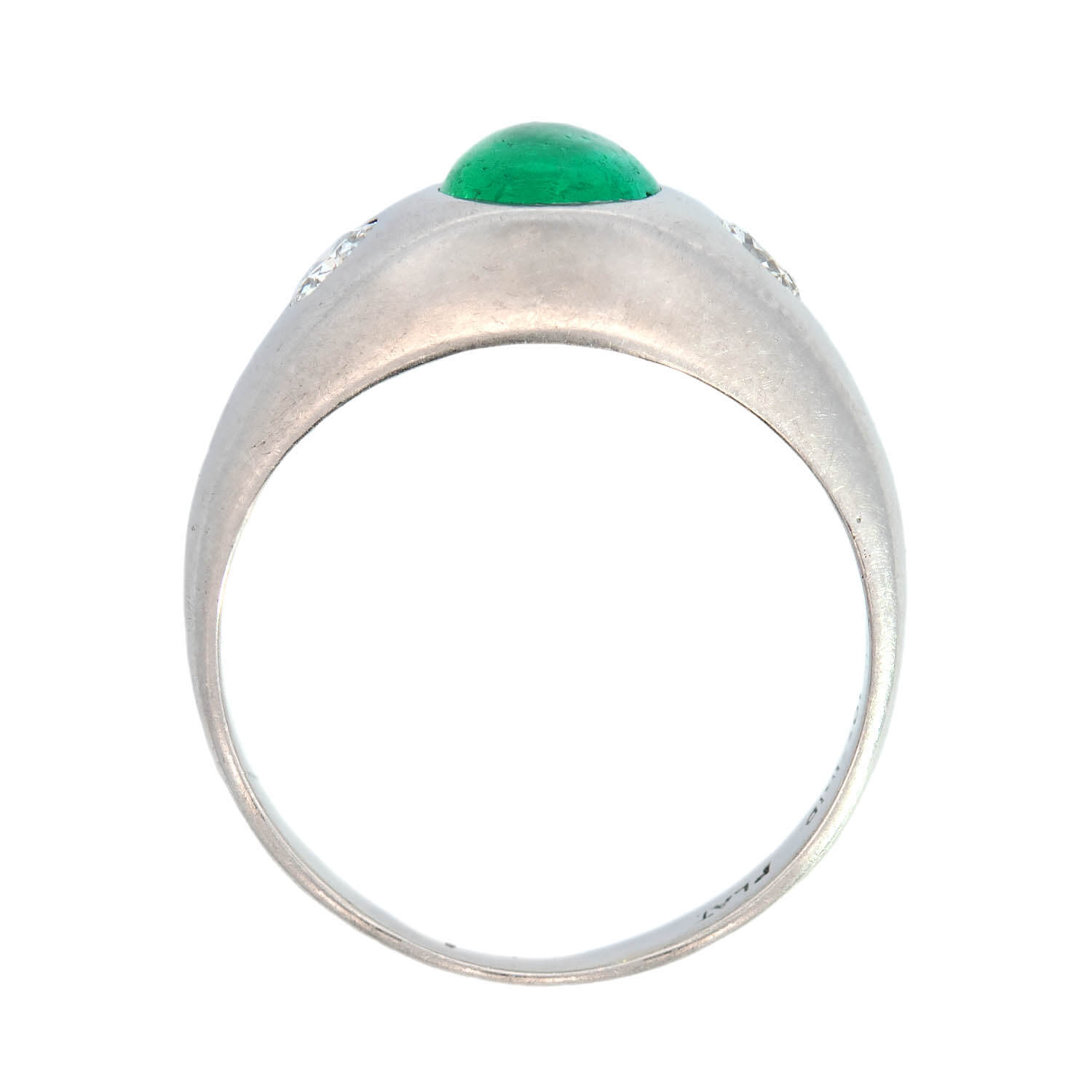 Victorian Platinum Diamond & Emerald Cabochon Ring