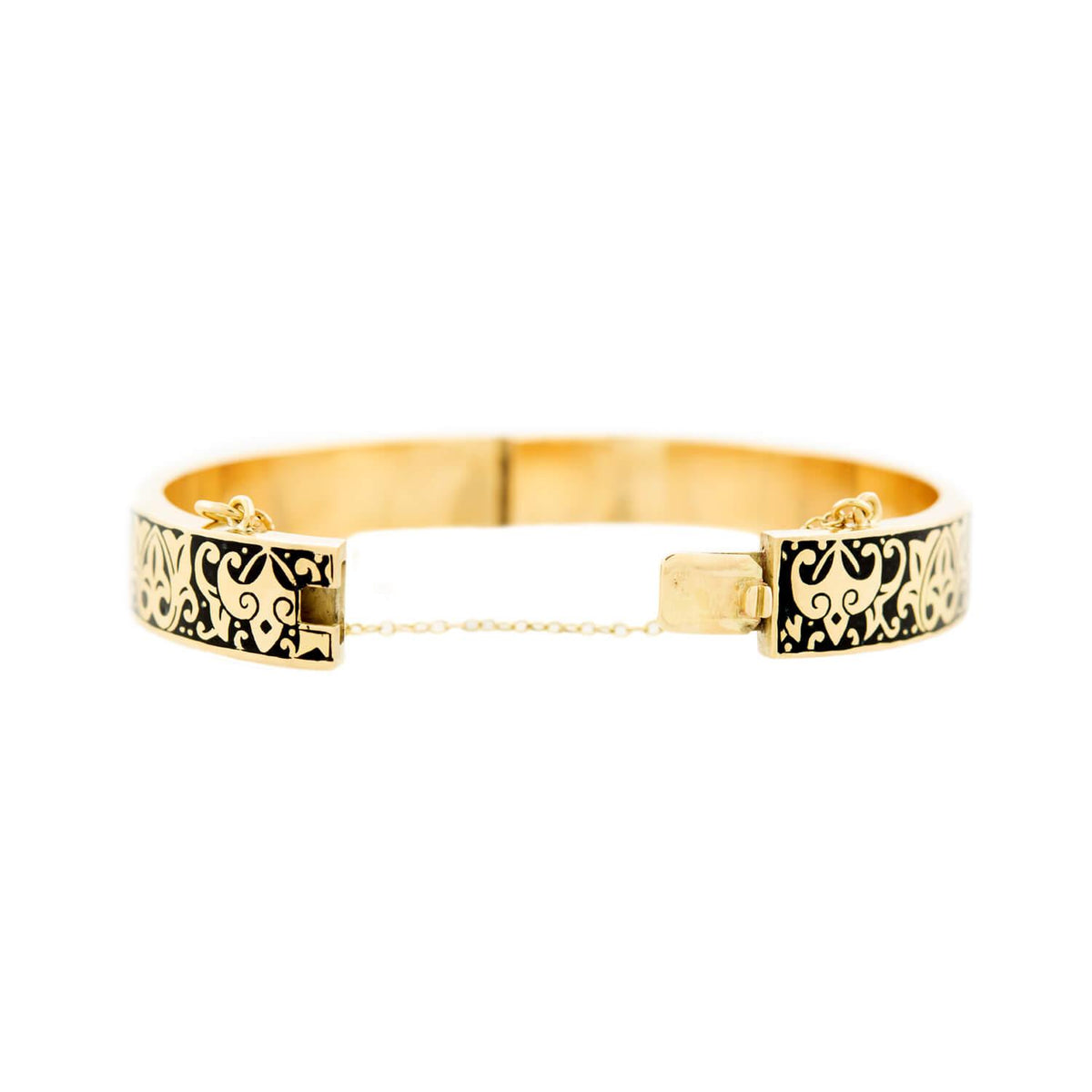 Victorian 14k Enameled Hinged Bangle
